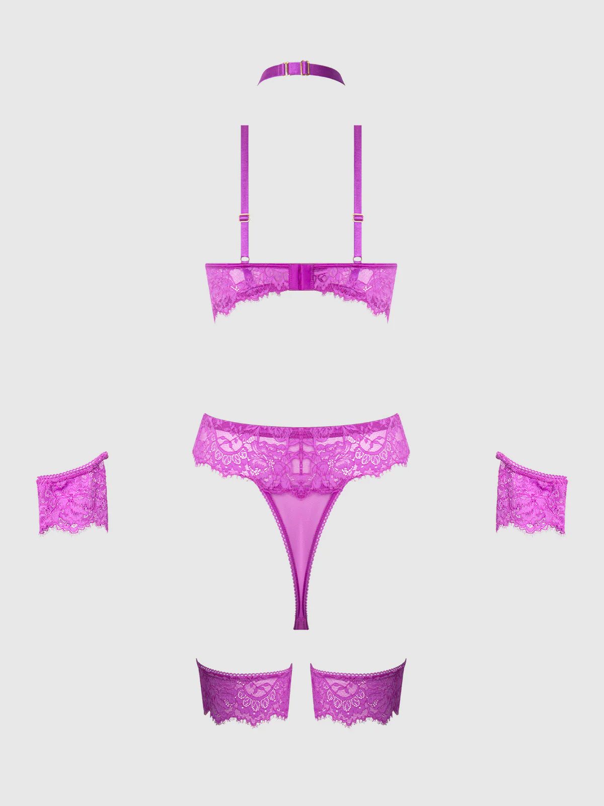 Arianna Lace & Chains Thigh Garter Teddy - Image 11