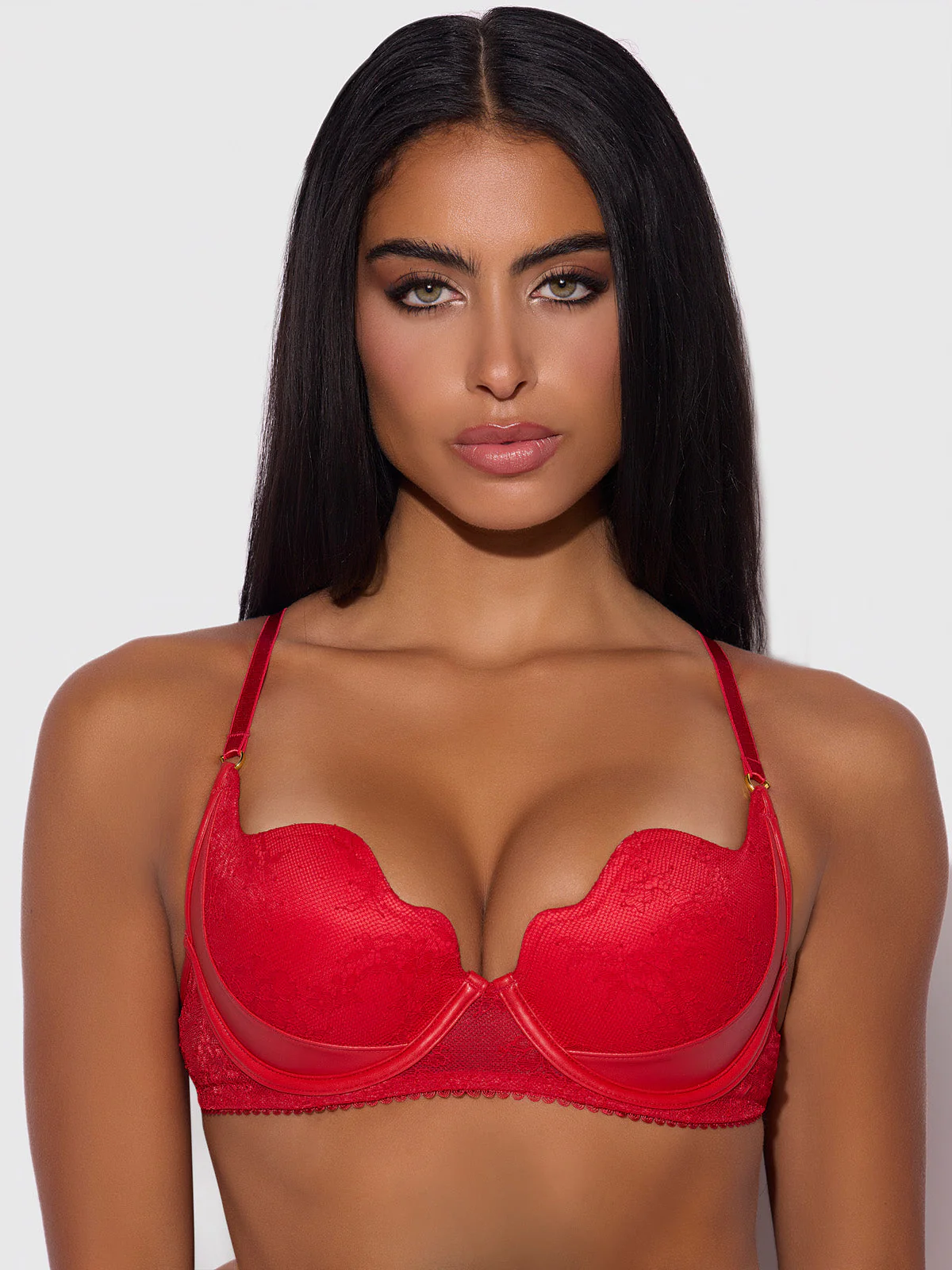 Chiara Lace & Faux Leather Director's Cut Balconette Bra - Image 2