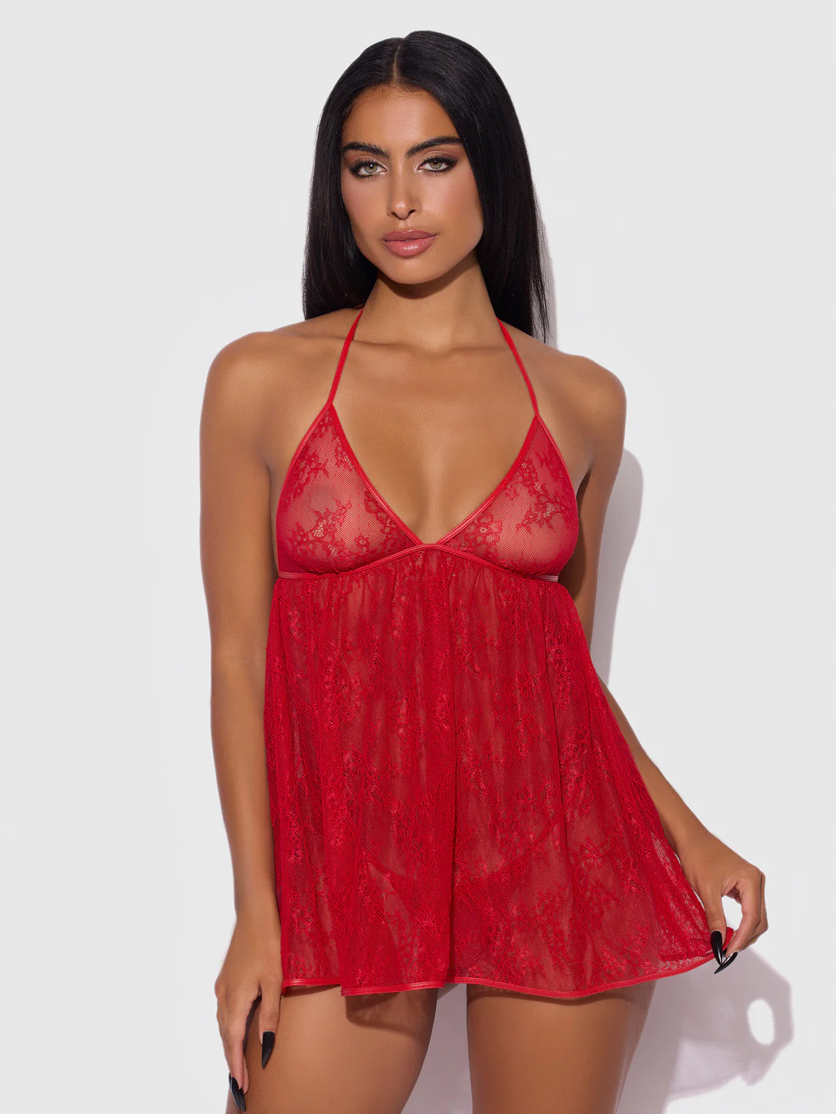Chiara Lace & Faux Leather Tie Babydoll - Image 3