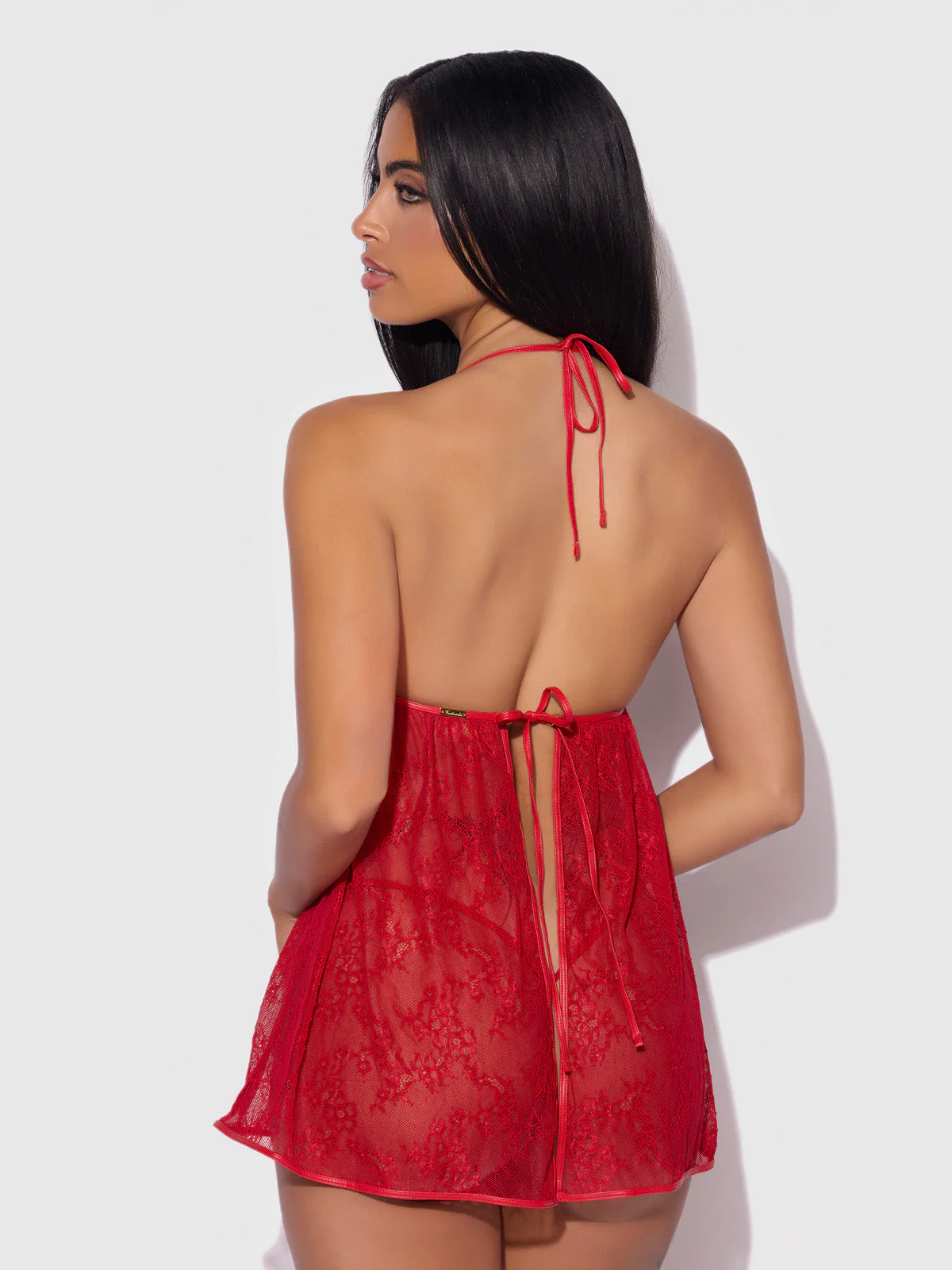 Chiara Lace & Faux Leather Tie Babydoll - Image 4
