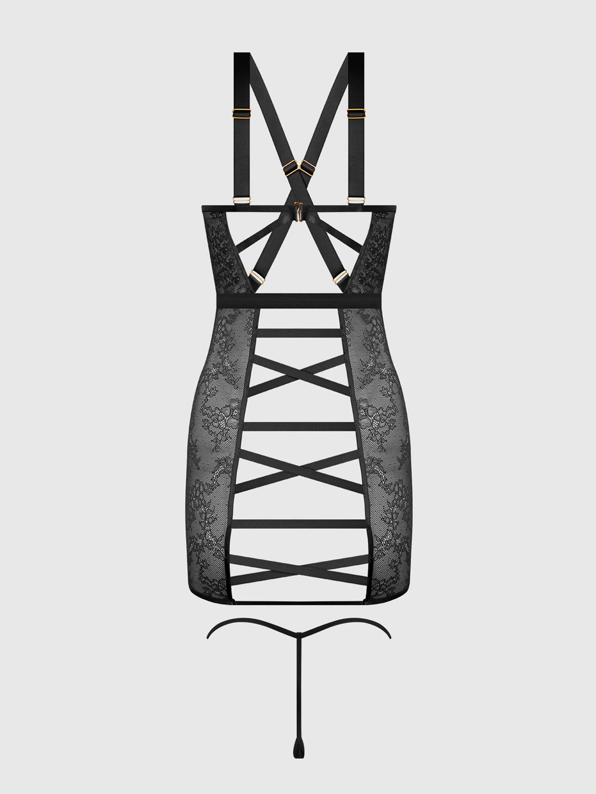 Chiara Lace & Strappy Open Back Chemise - Image 10