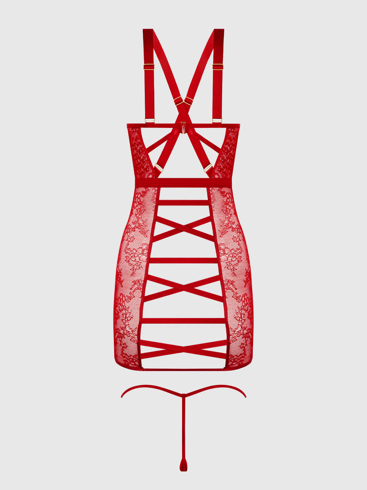 Chiara Lace & Strappy Open Back Chemise - Image 11