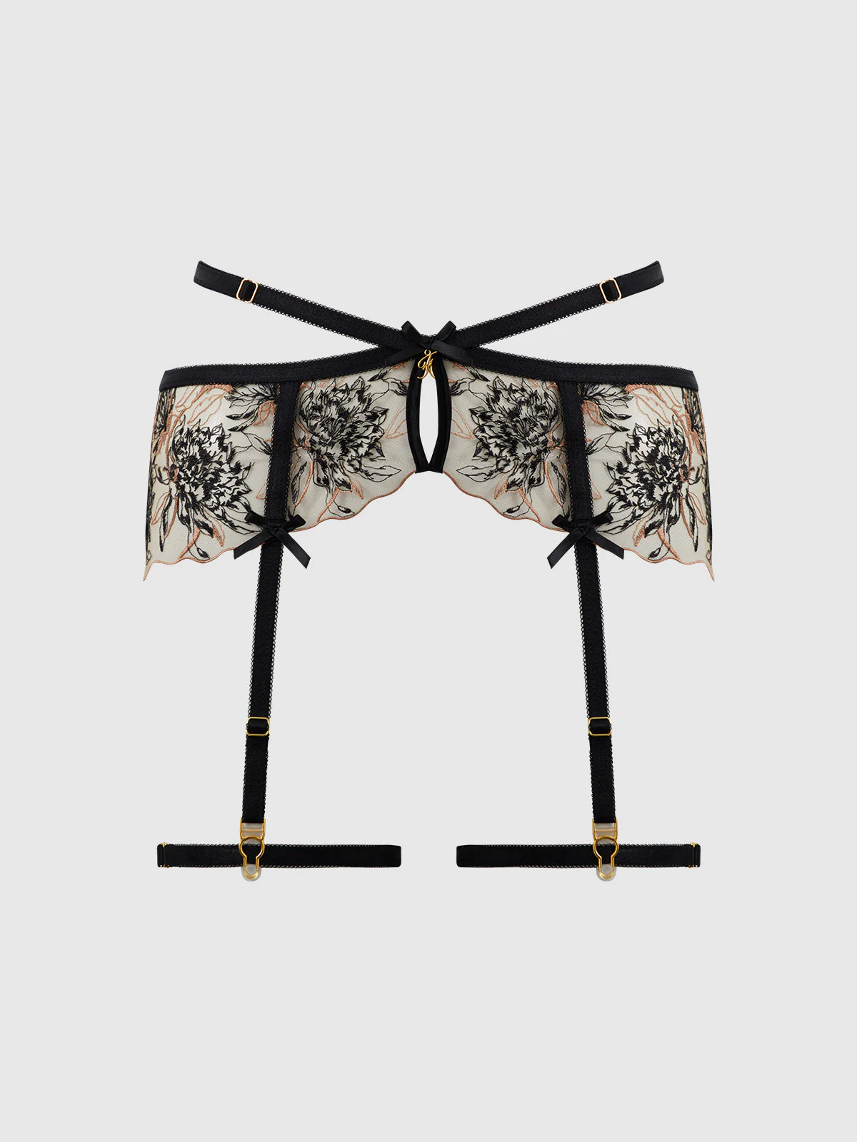 Delfina Embroidered Garter Belt With Thigh Garters - Image 13