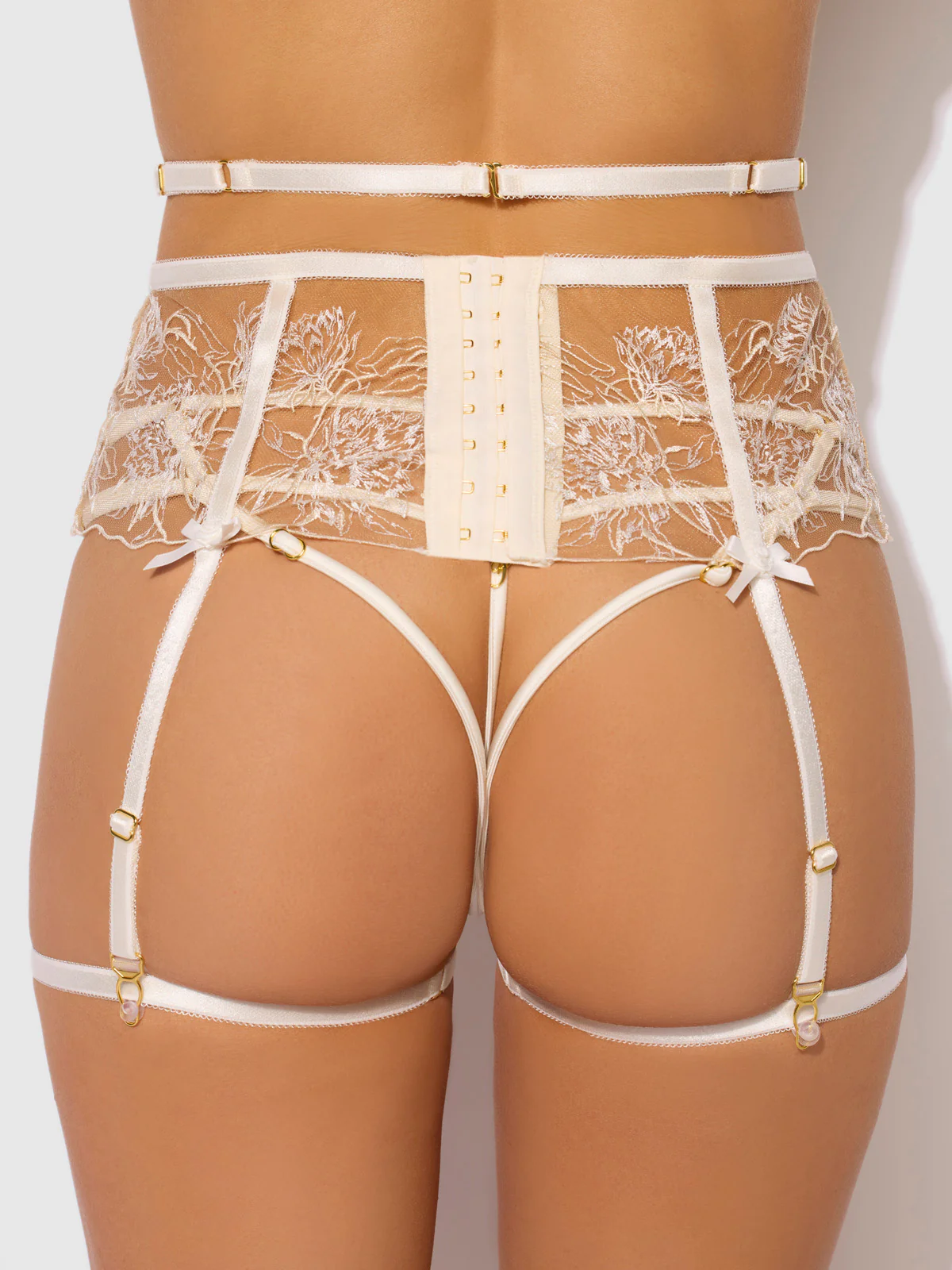 Delfina Embroidered Garter Belt With Thigh Garters - Image 2