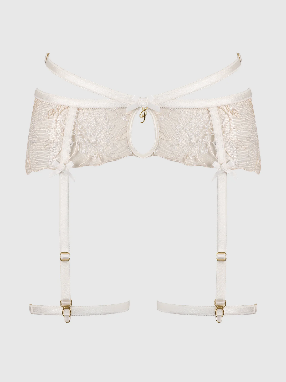 Delfina Embroidered Garter Belt With Thigh Garters - Image 5