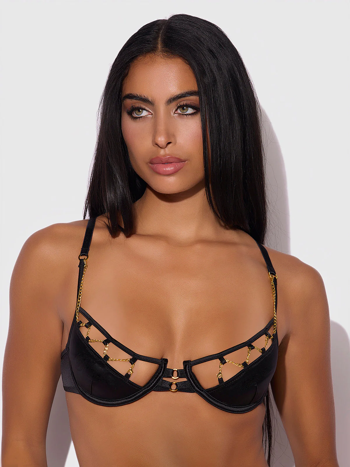 Emery Liquid Satin & Chain Bra - Image 4