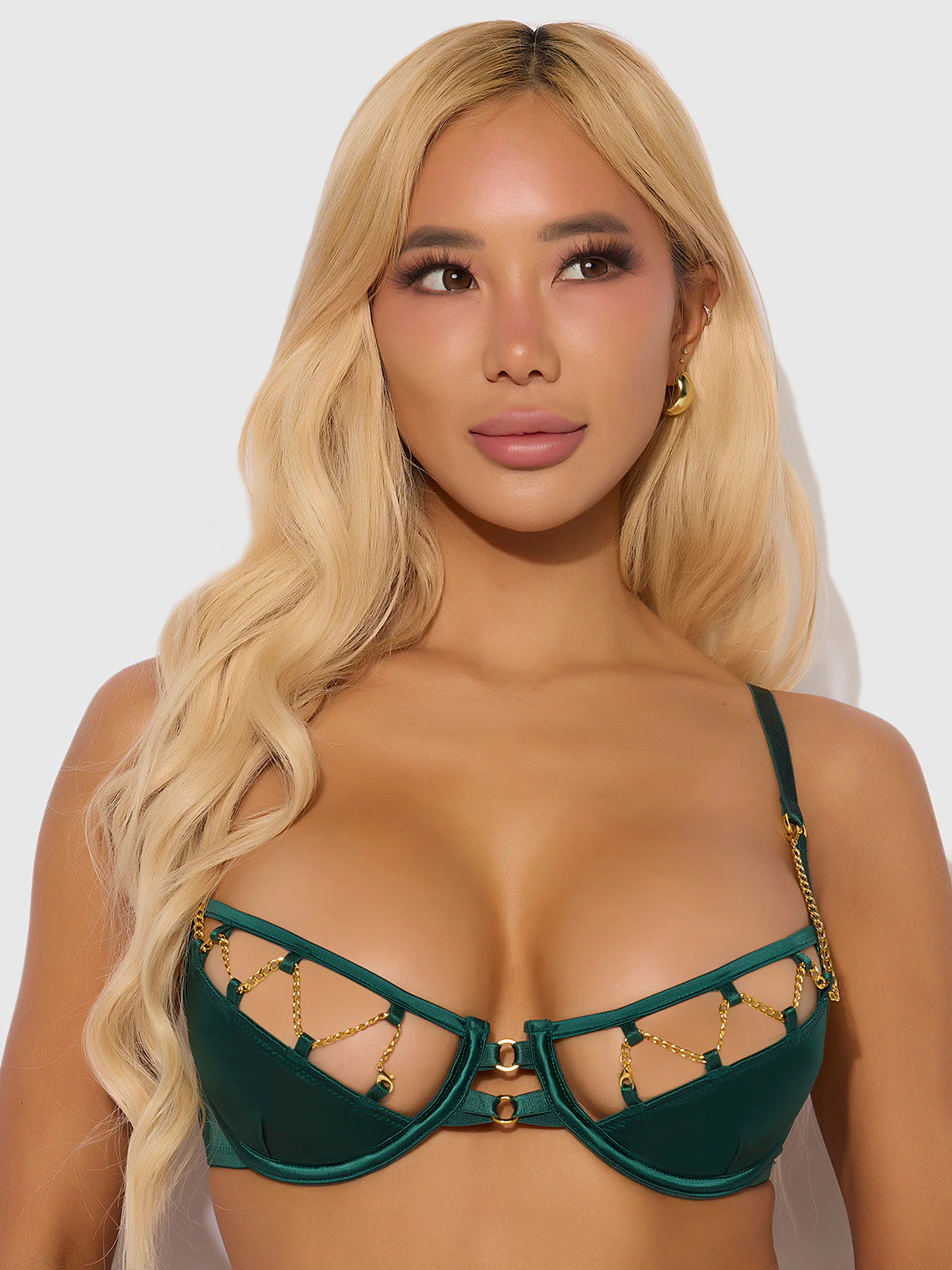 Emery Liquid Satin & Chain Bra - Image 2