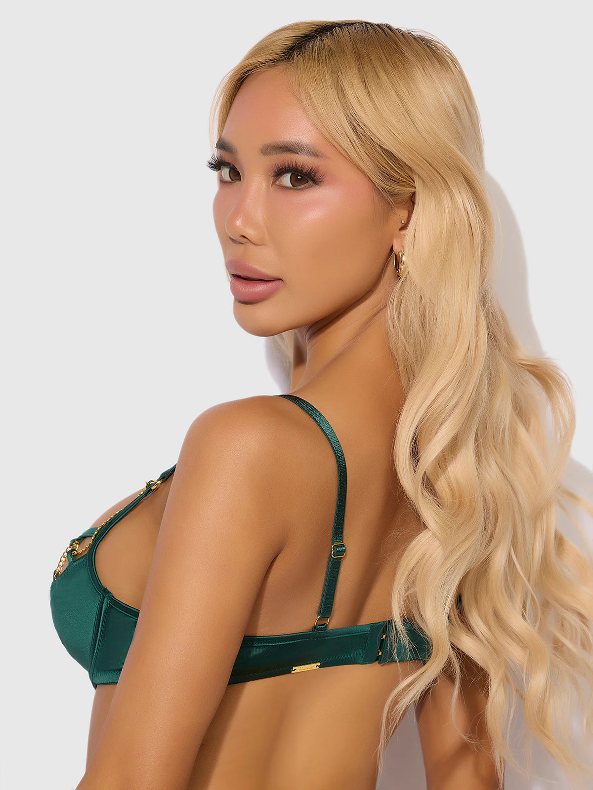Emery Liquid Satin & Chain Bra - Image 3