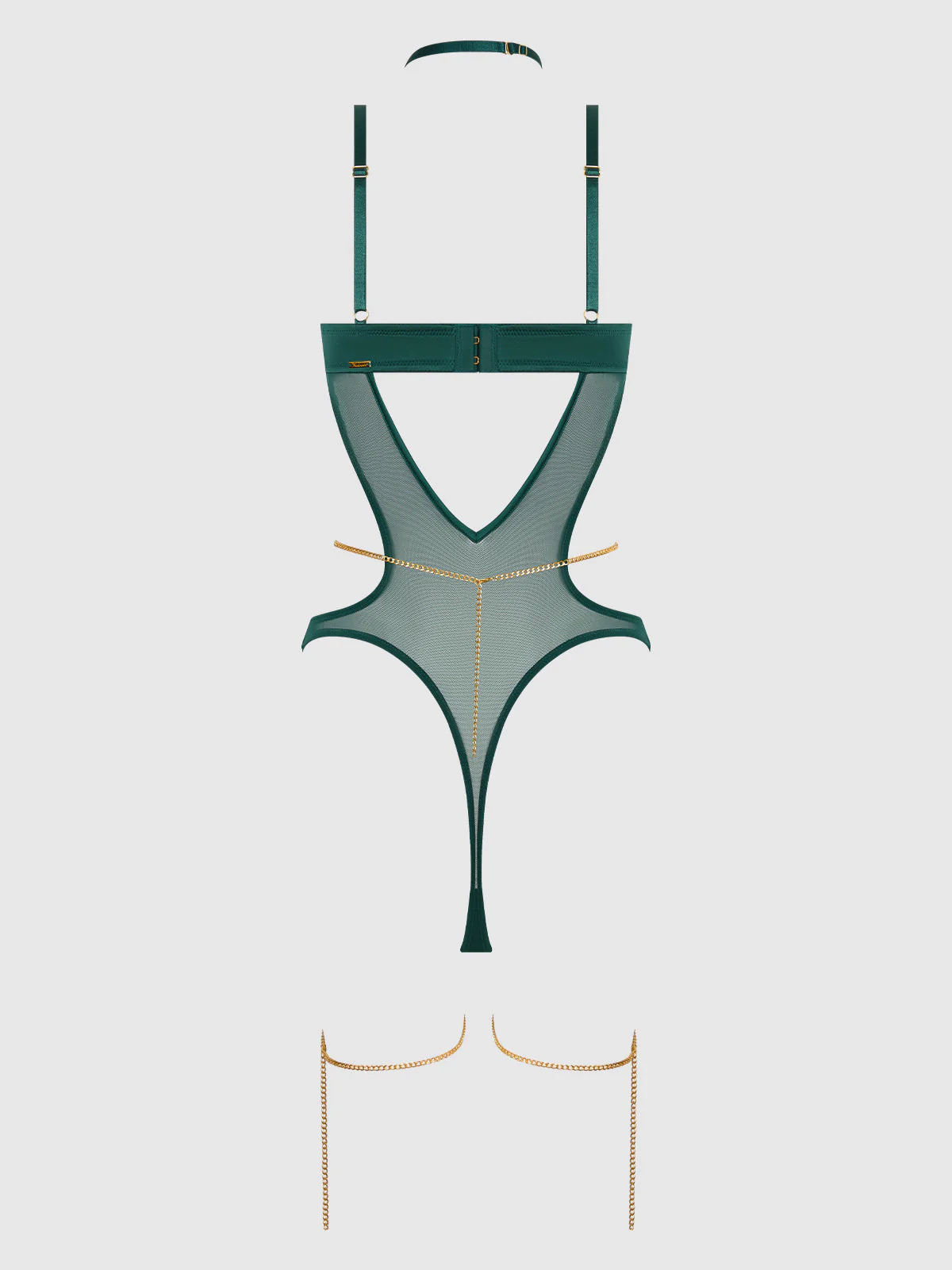 Emery Liquid Satin & Chain Halter Teddy - Image 7