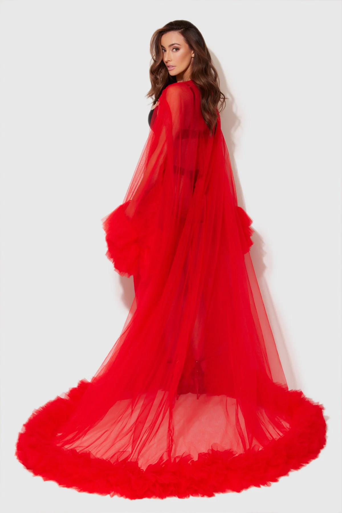 Glamour Mesh Ruffle Robe - Image 3