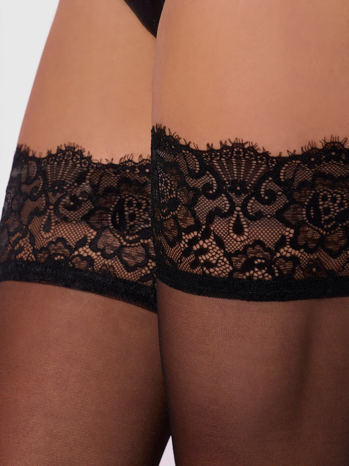 Glossy Sheer Tall Lace Top Thigh Highs - Image 4