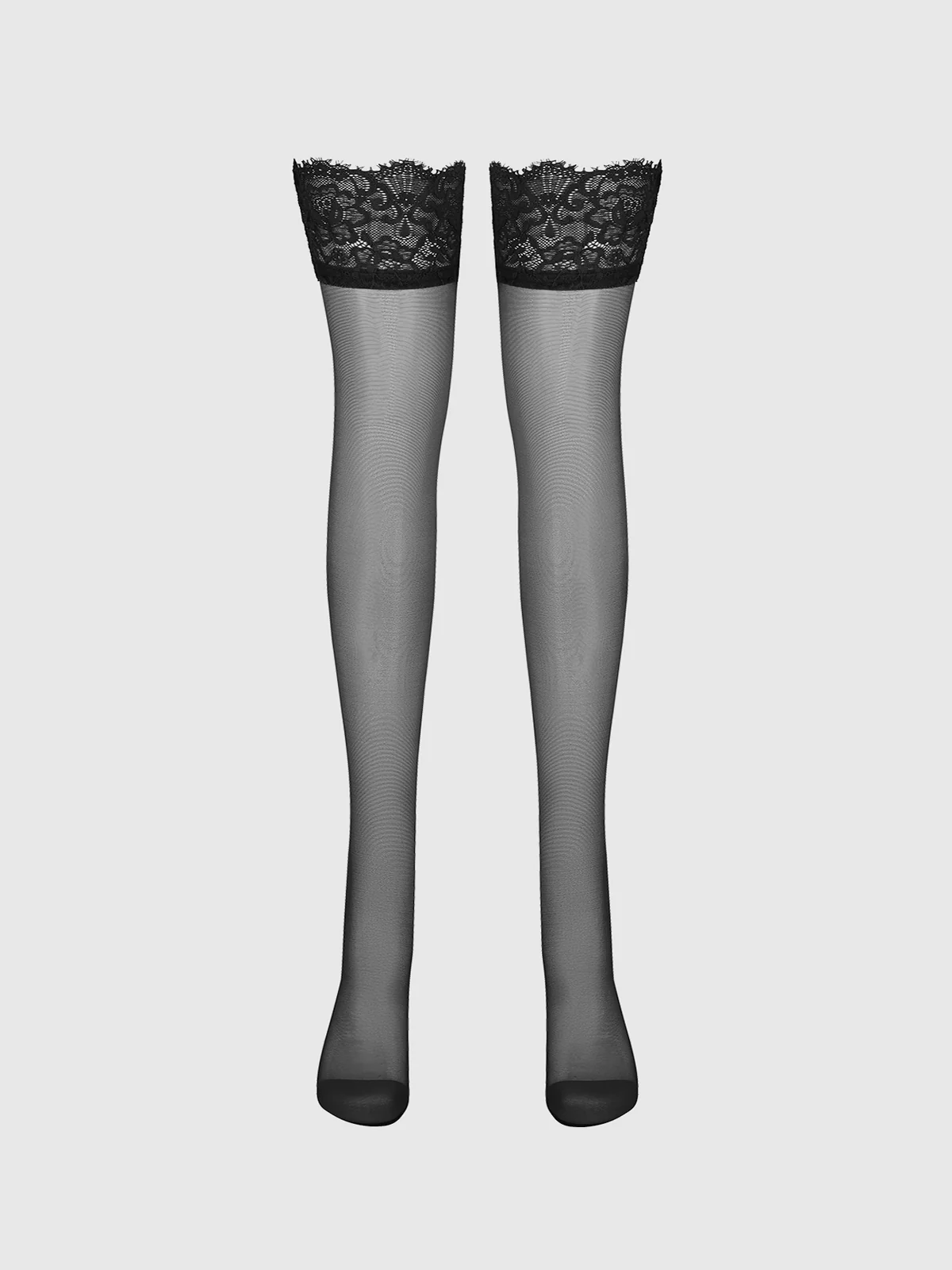 Glossy Sheer Tall Lace Top Thigh Highs - Image 5