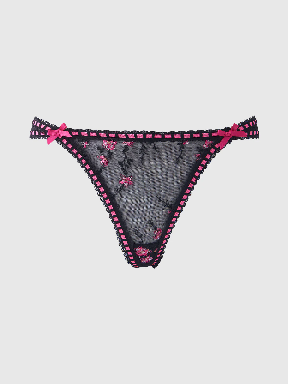 Harlow Embroidered Mesh & Elastic Backless Cheeky - Image 8