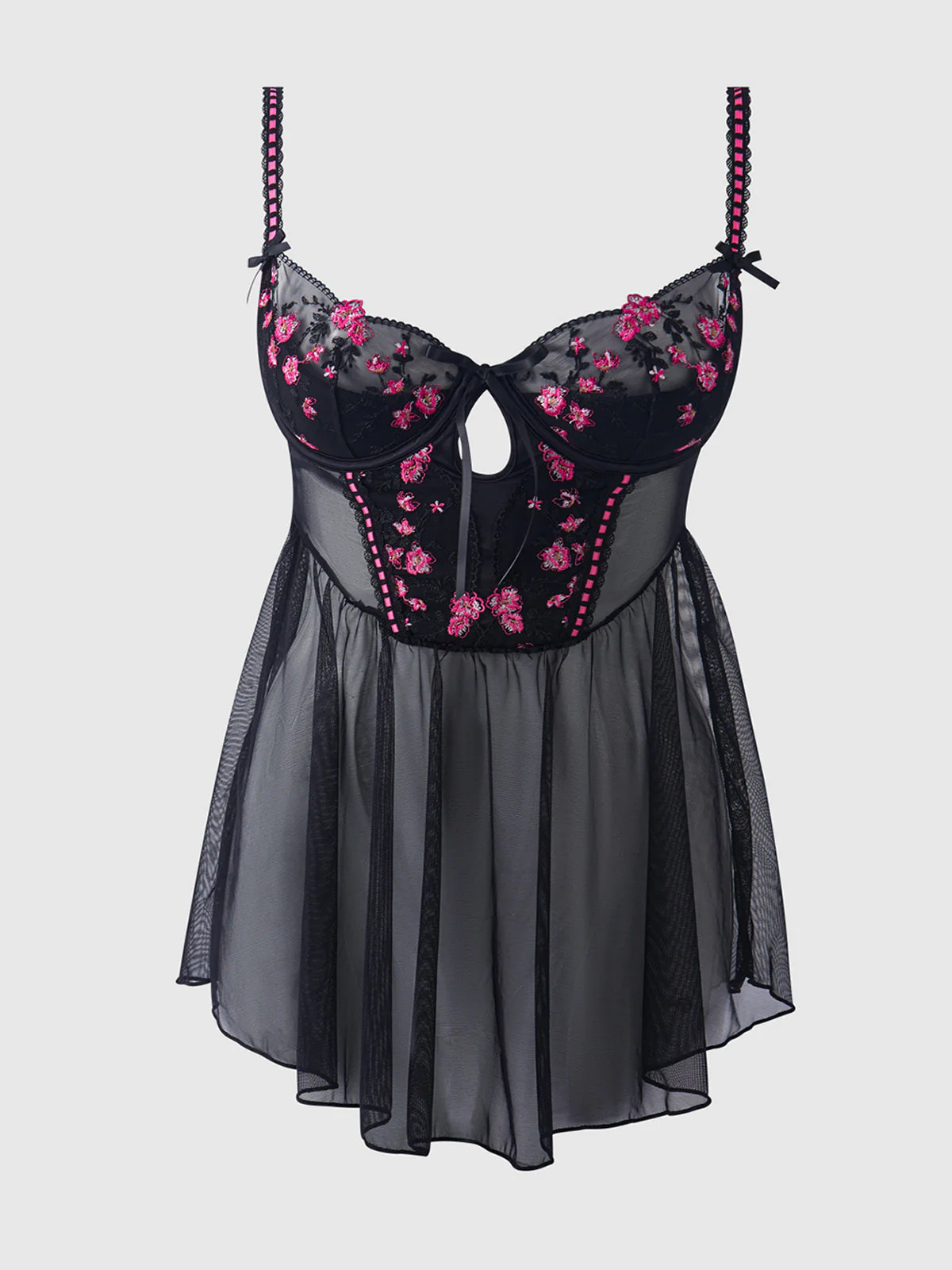 Harlow Embroidered Mesh & Elastic Longline Babydoll - Image 8