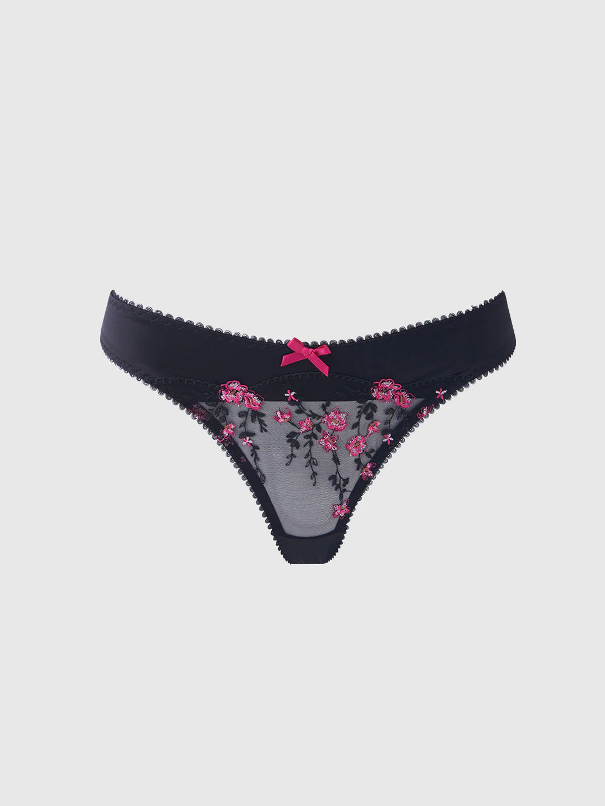 Harlow Embroidered Mesh & Satin Thong - Image 10