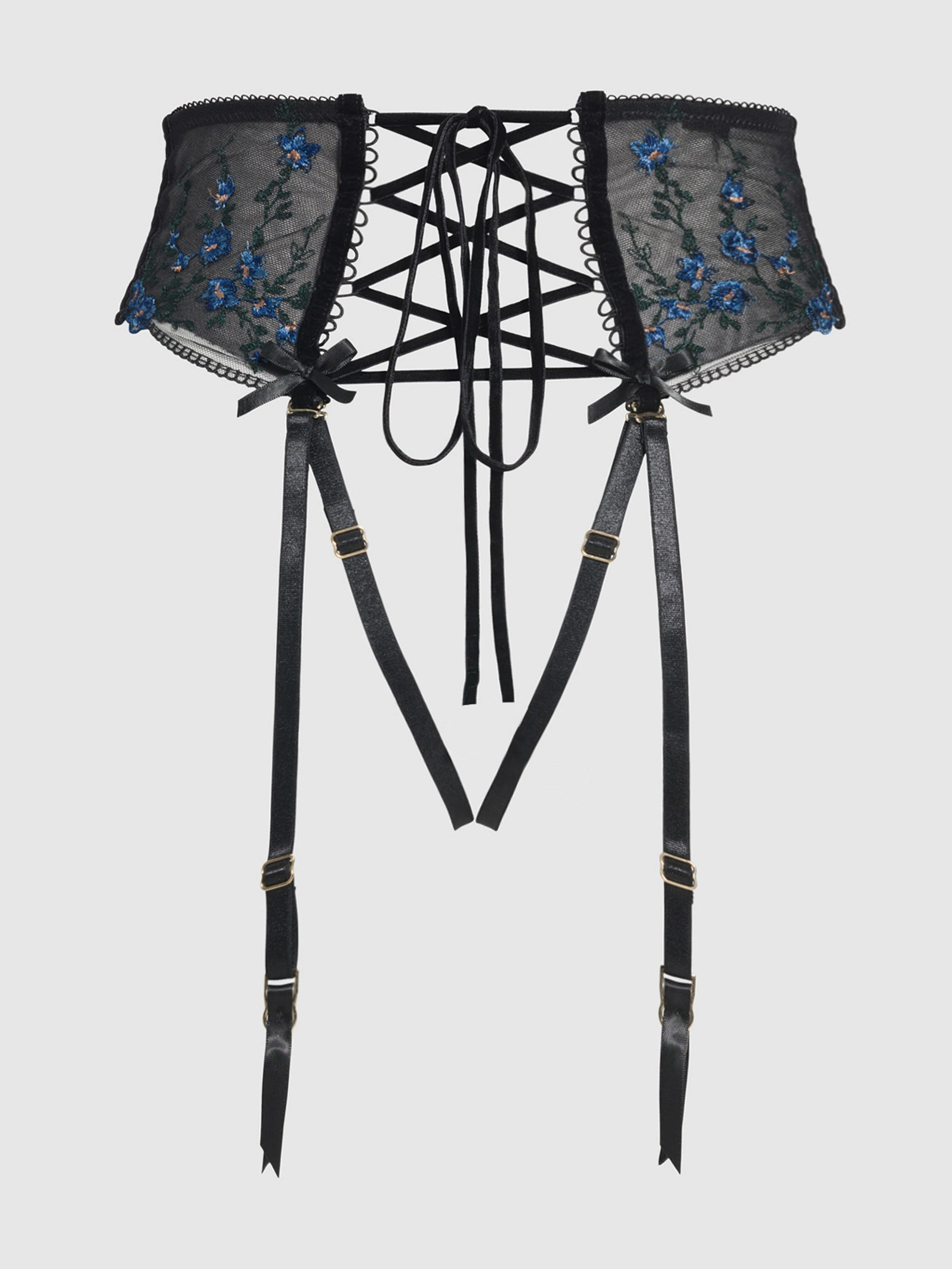 Harlow Embroidered Mesh Lace Up Backless Cheeky - Image 10