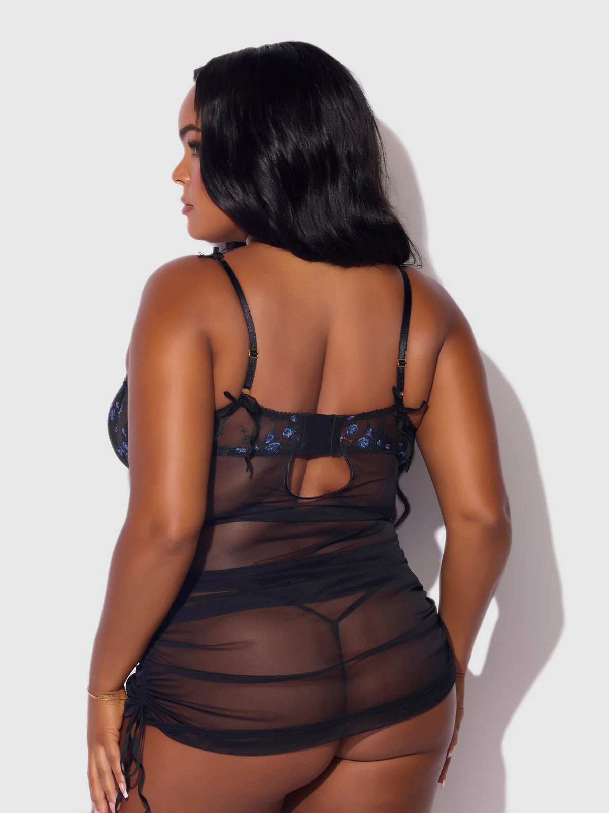 Harlow Embroidered Stretch Mesh Chemise - Image 6