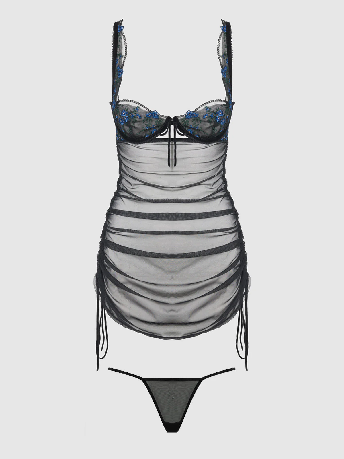 Harlow Embroidered Stretch Mesh Chemise - Image 9