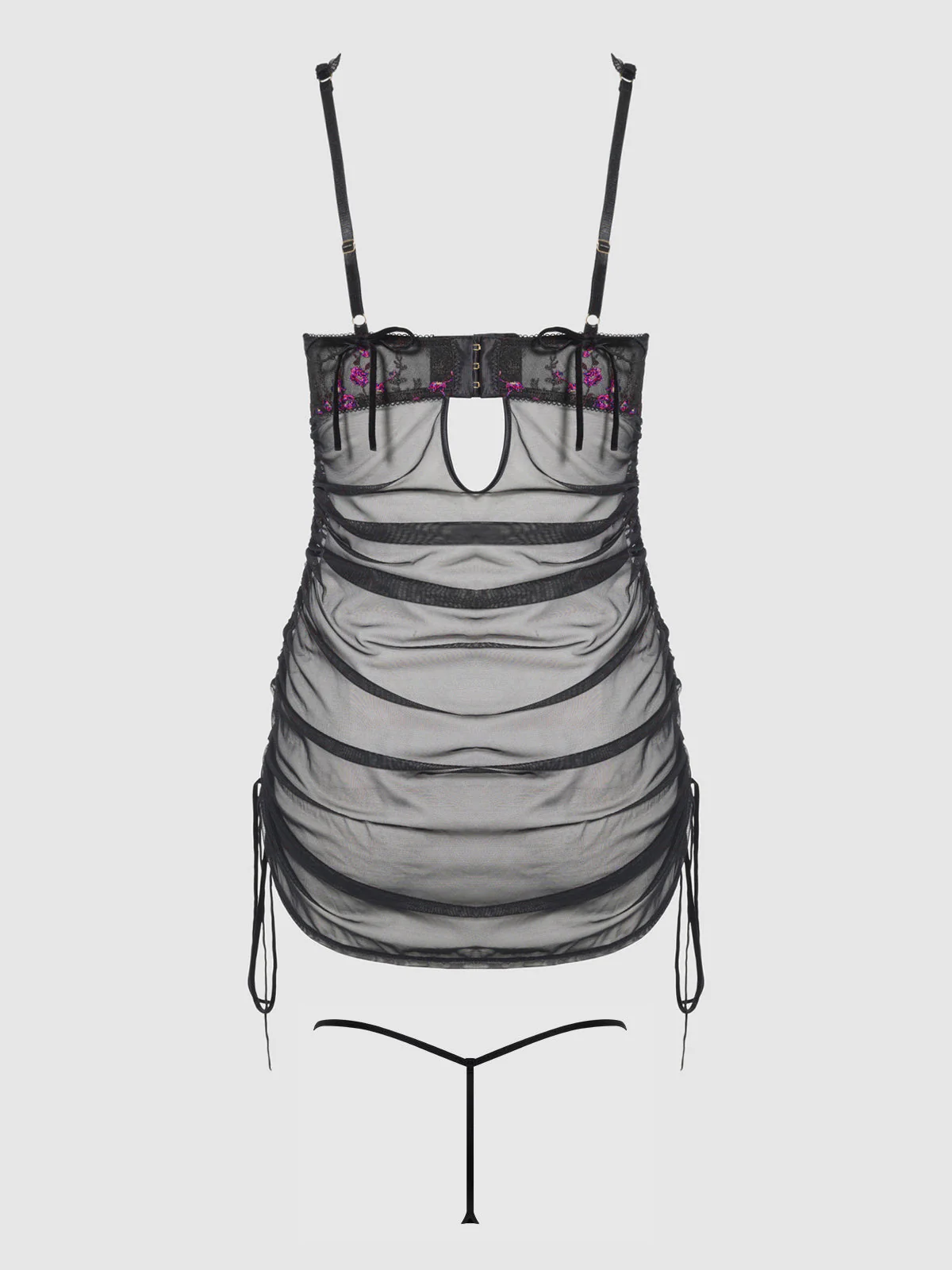 Harlow Embroidered Stretch Mesh Chemise - Image 11