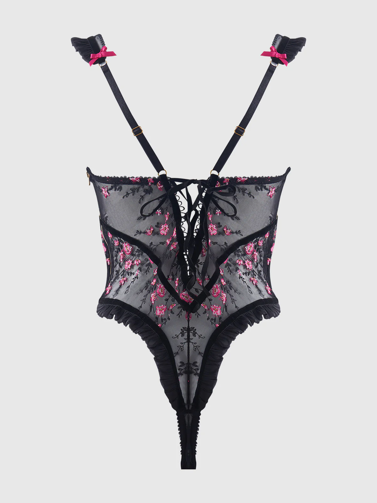 Harlow Embroidered Stretch Mesh Teddy - Image 14