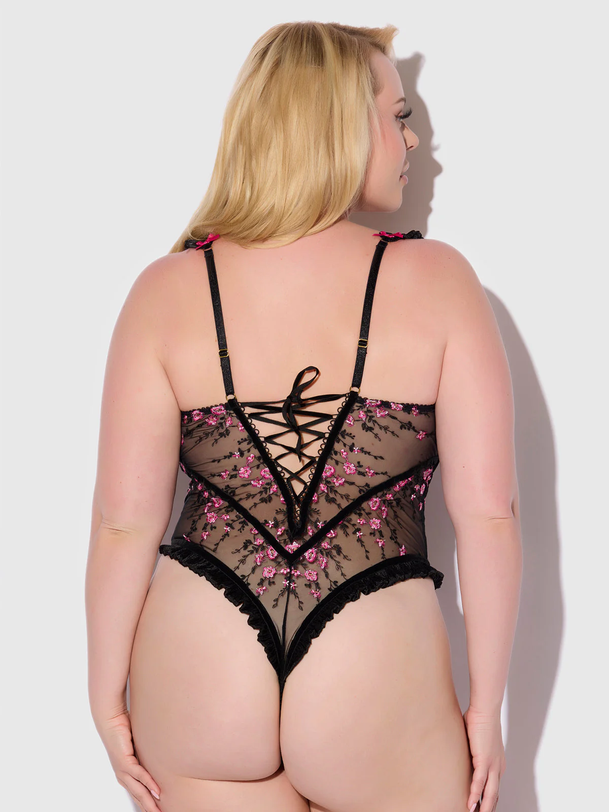 Harlow Embroidered Stretch Mesh Teddy - Image 9