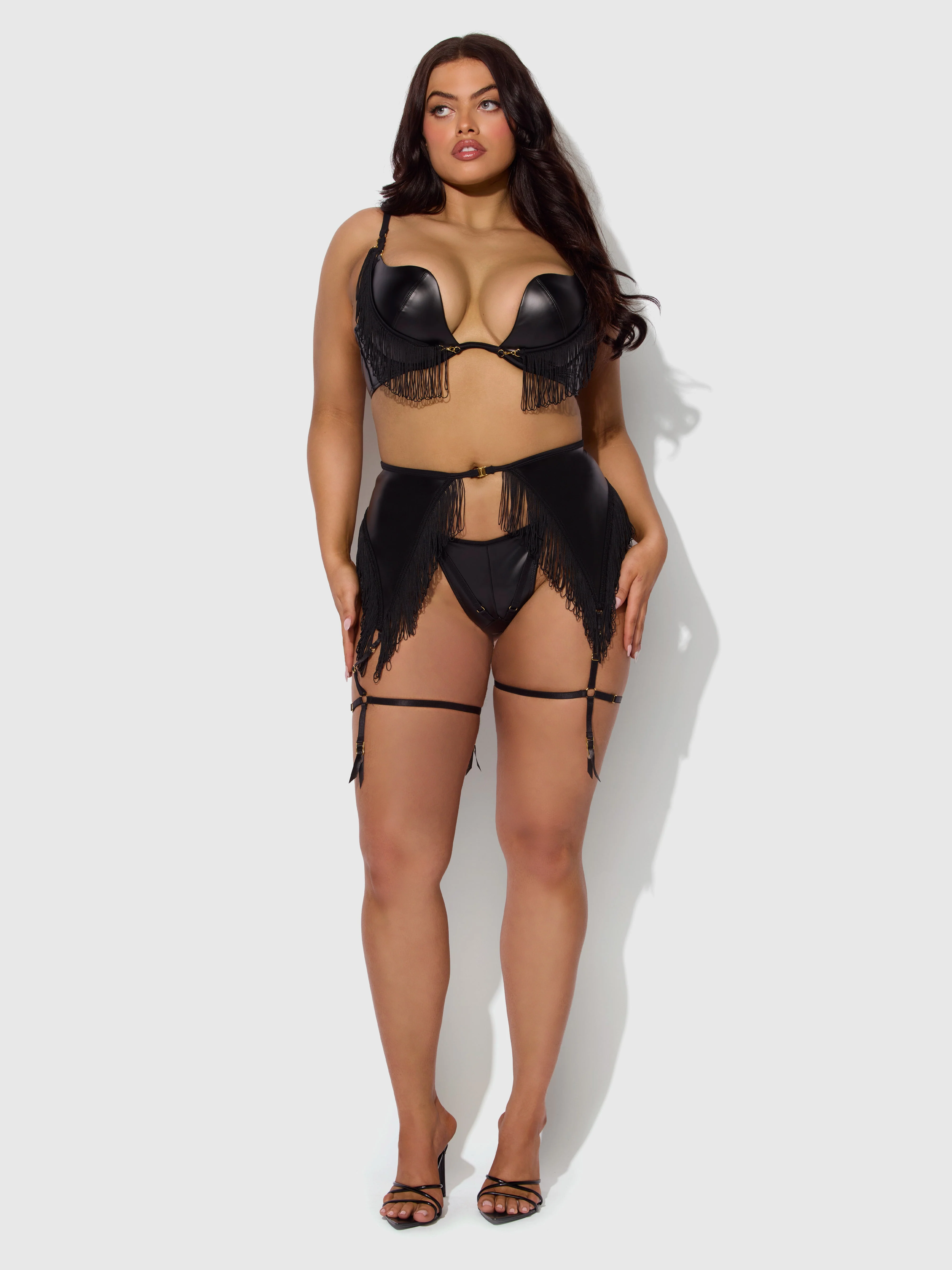 Hendrix Faux Leather & Fringe Garter Belt - Image 9