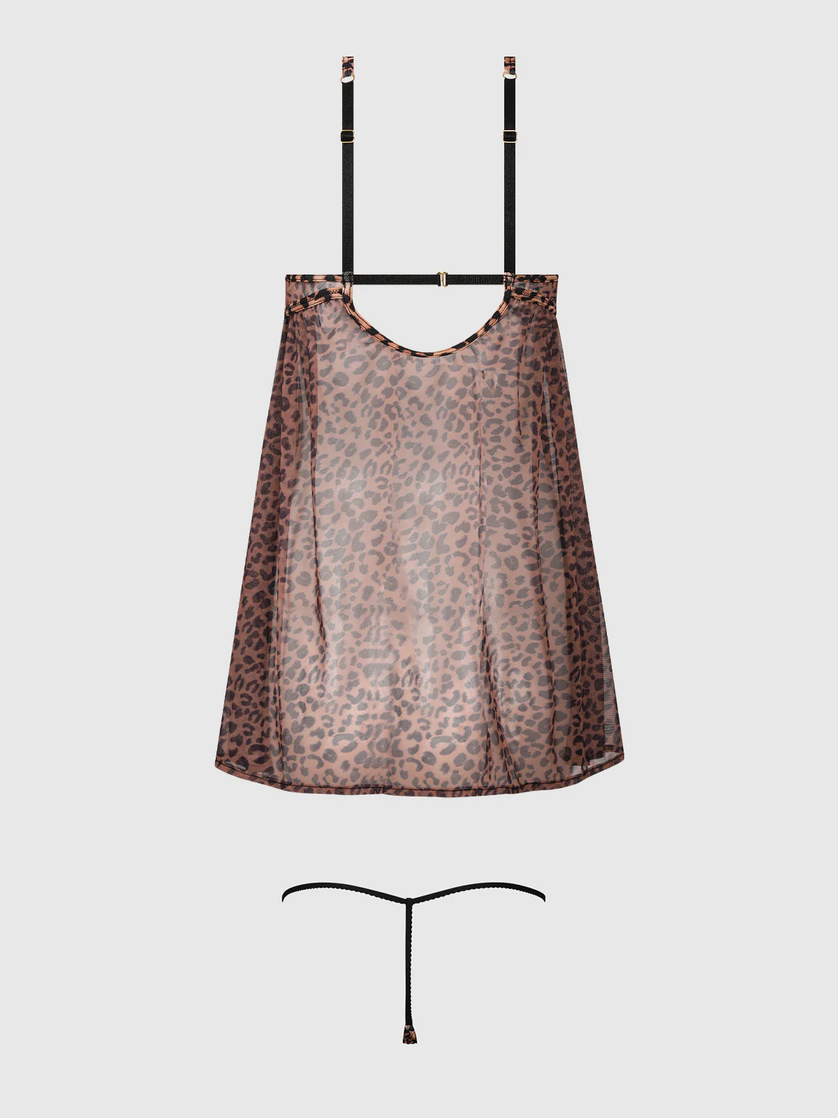 Kaia Leopard Mesh Underwire Babydoll & G-String Set - Image 6