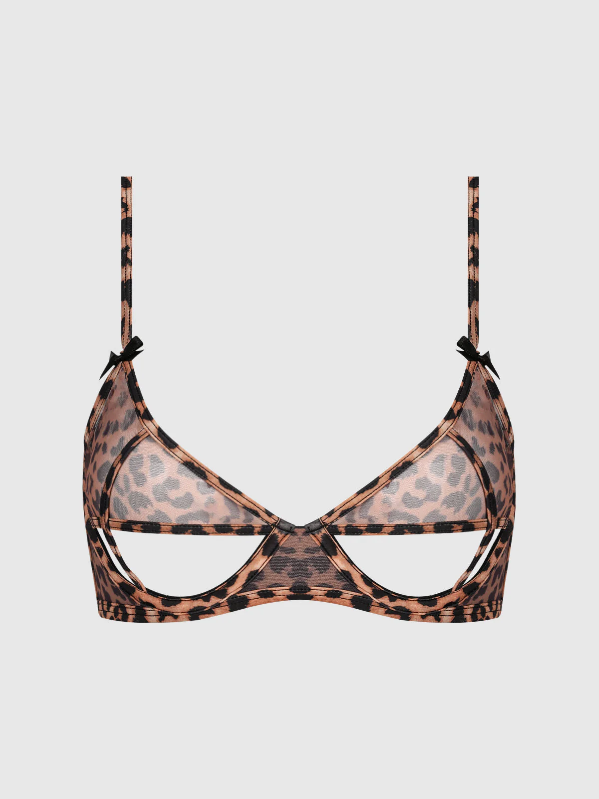Kaia Leopard Mesh Underwire Open Underbust Bra - Image 6