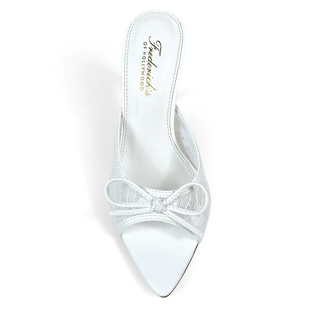 Lacey Pointed Toe Lace Bow Heels - Image 6