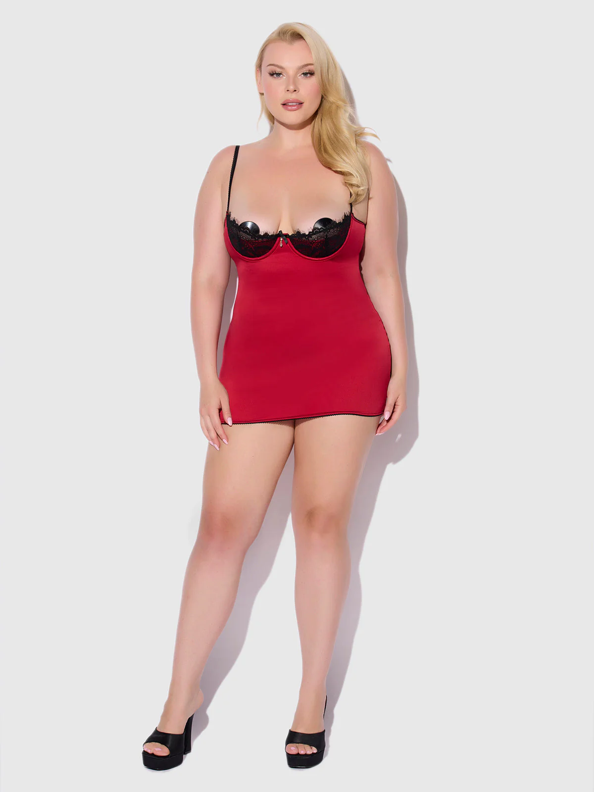 Lexi Lace Open Cup Strappy Back Chemise - Image 7
