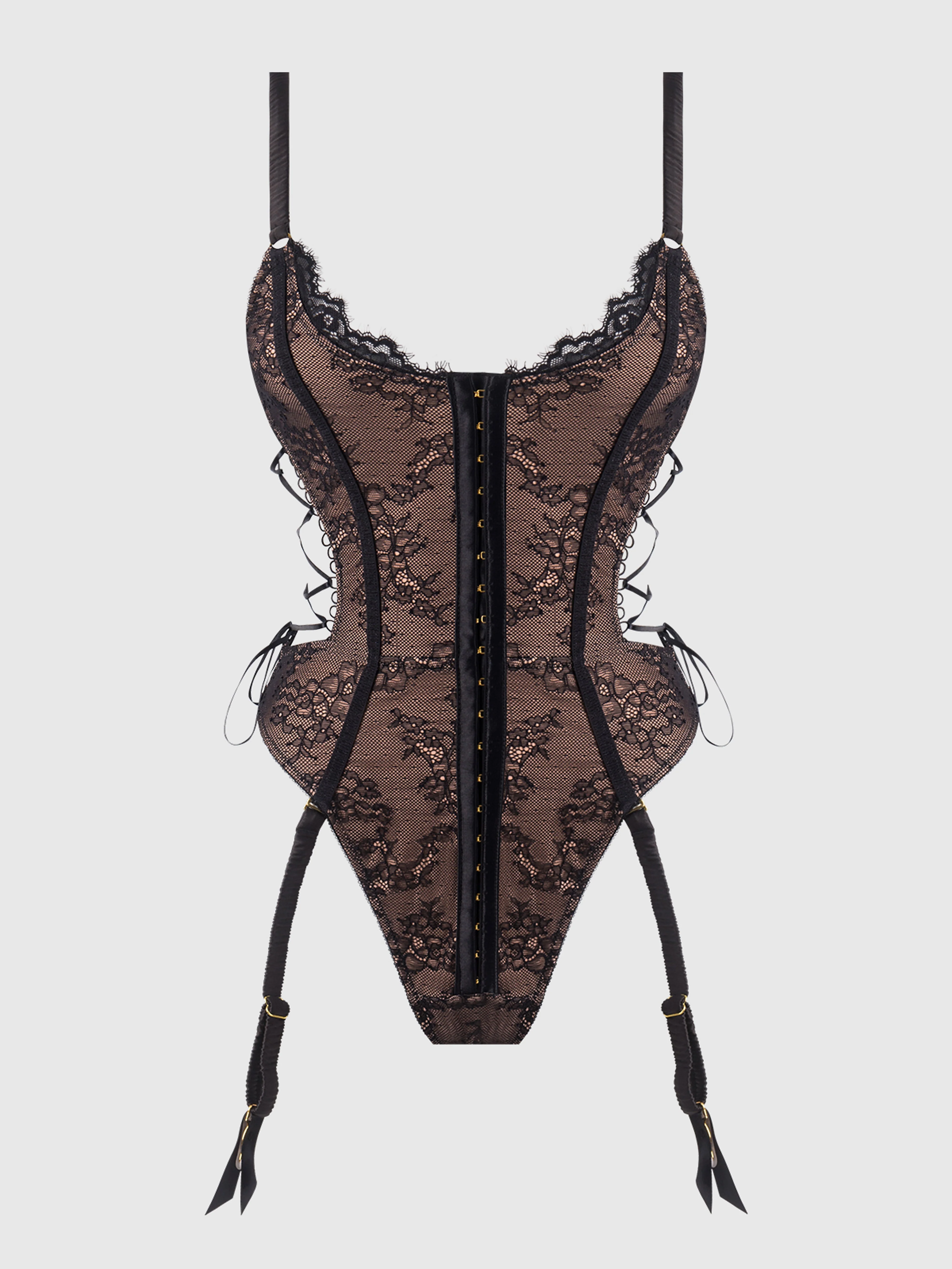 Luella Hook & Eye Front Strappy Lace Teddy - Image 10