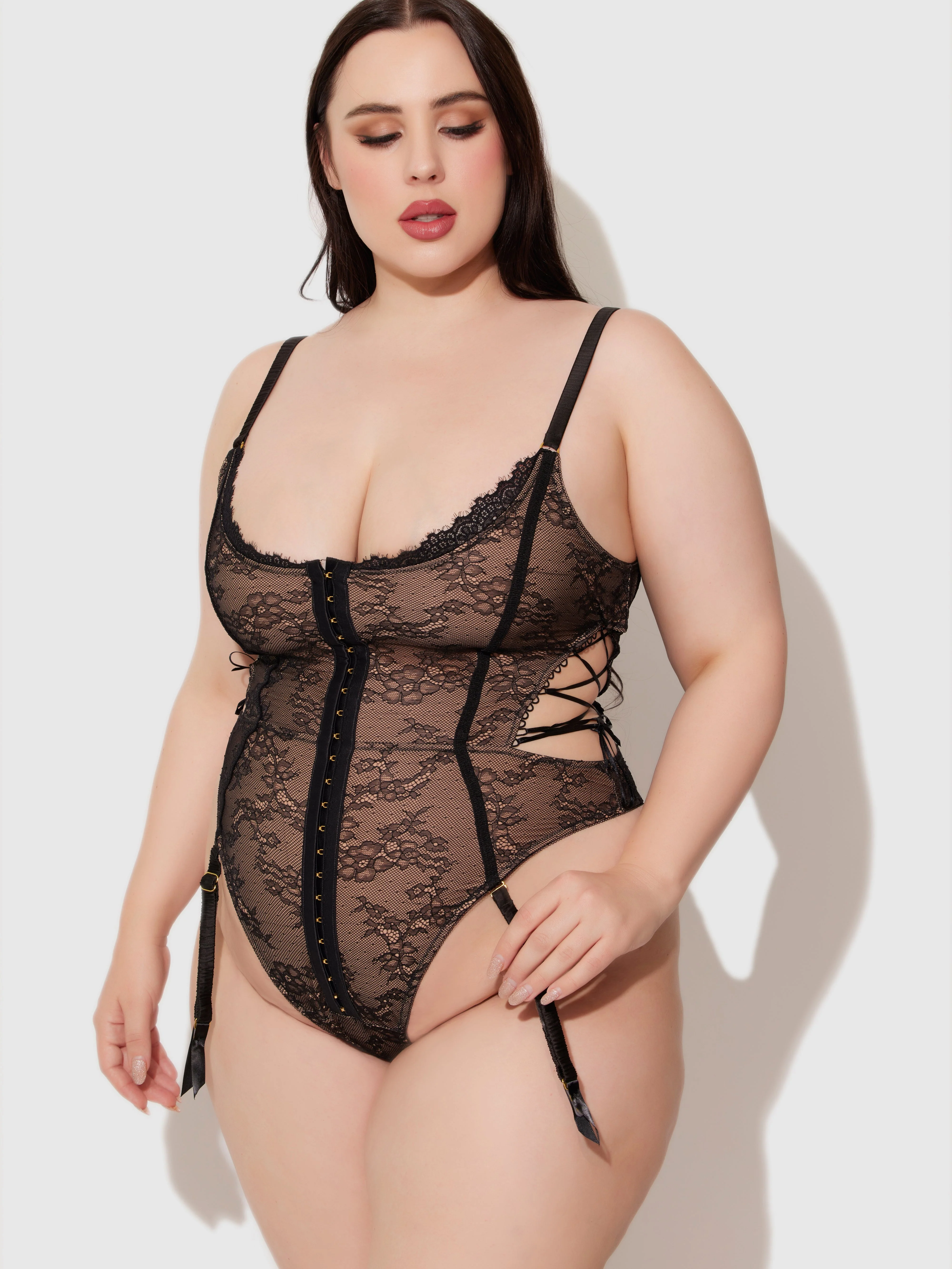 Luella Hook & Eye Front Strappy Lace Teddy - Image 5