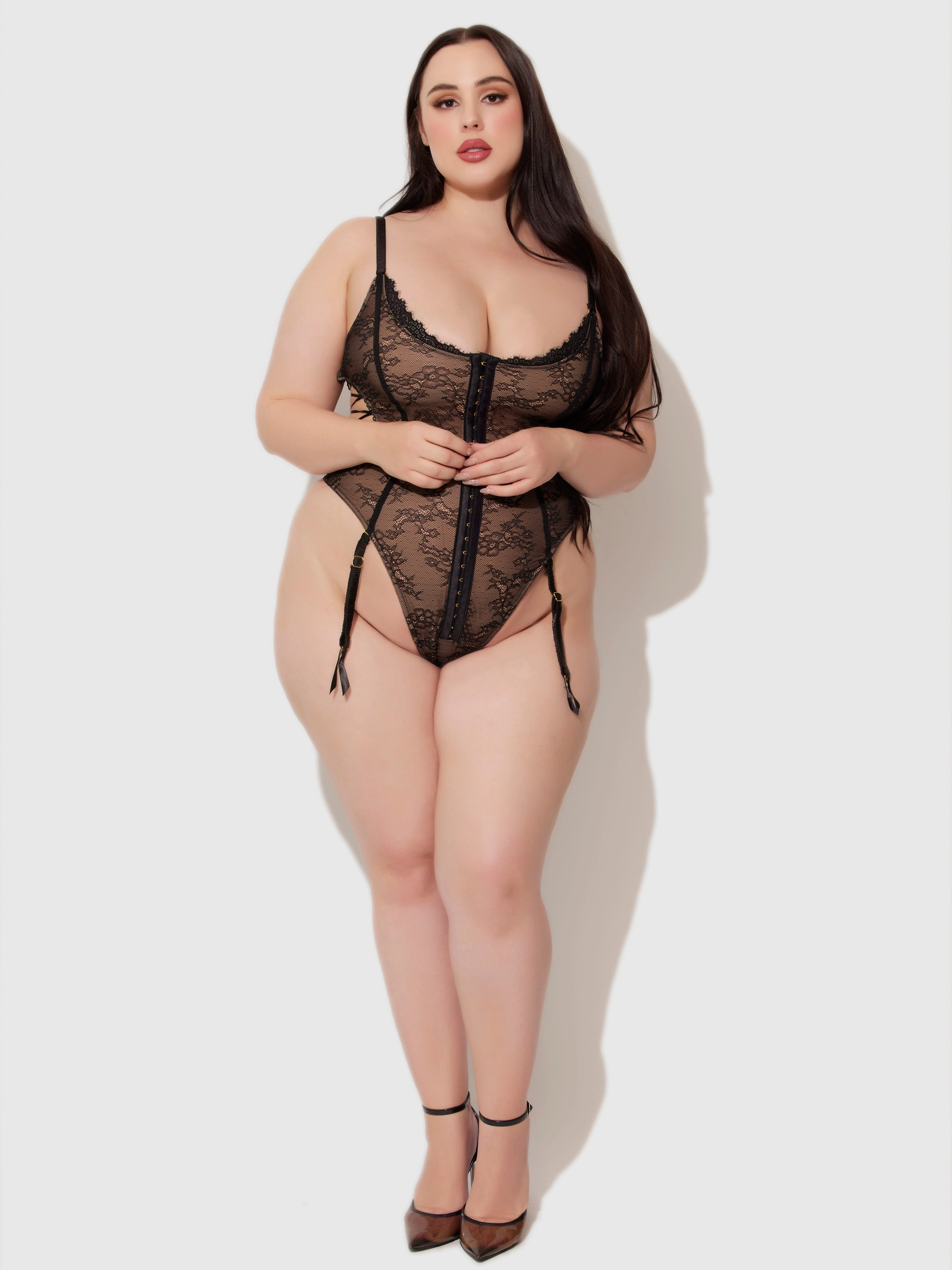 Luella Hook & Eye Front Strappy Lace Teddy - Image 8
