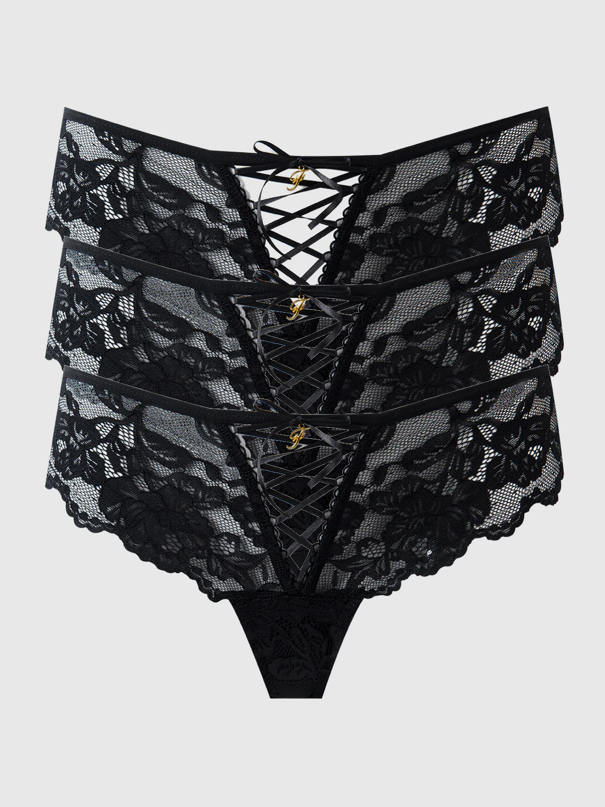 Mabel Lace Up Front Tanga 3 Pack