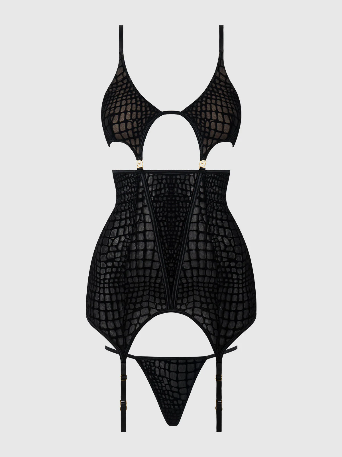 Medusa Snake Velvet Burnout Gartered Chemise & G-String - Image 10