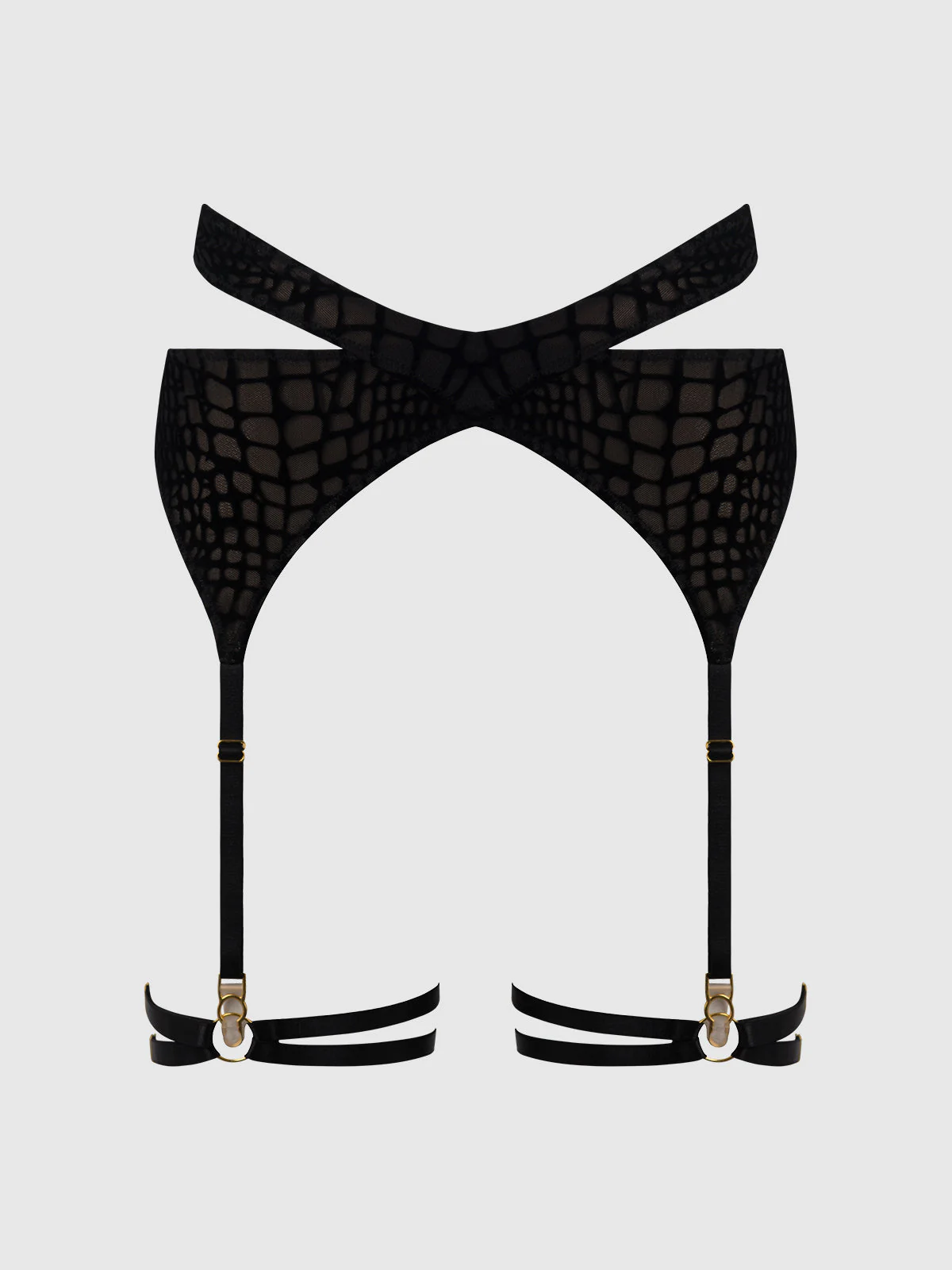 Medusa Snake Velvet Burnout Wrap Garter Belt With Thigh Garters - Image 14