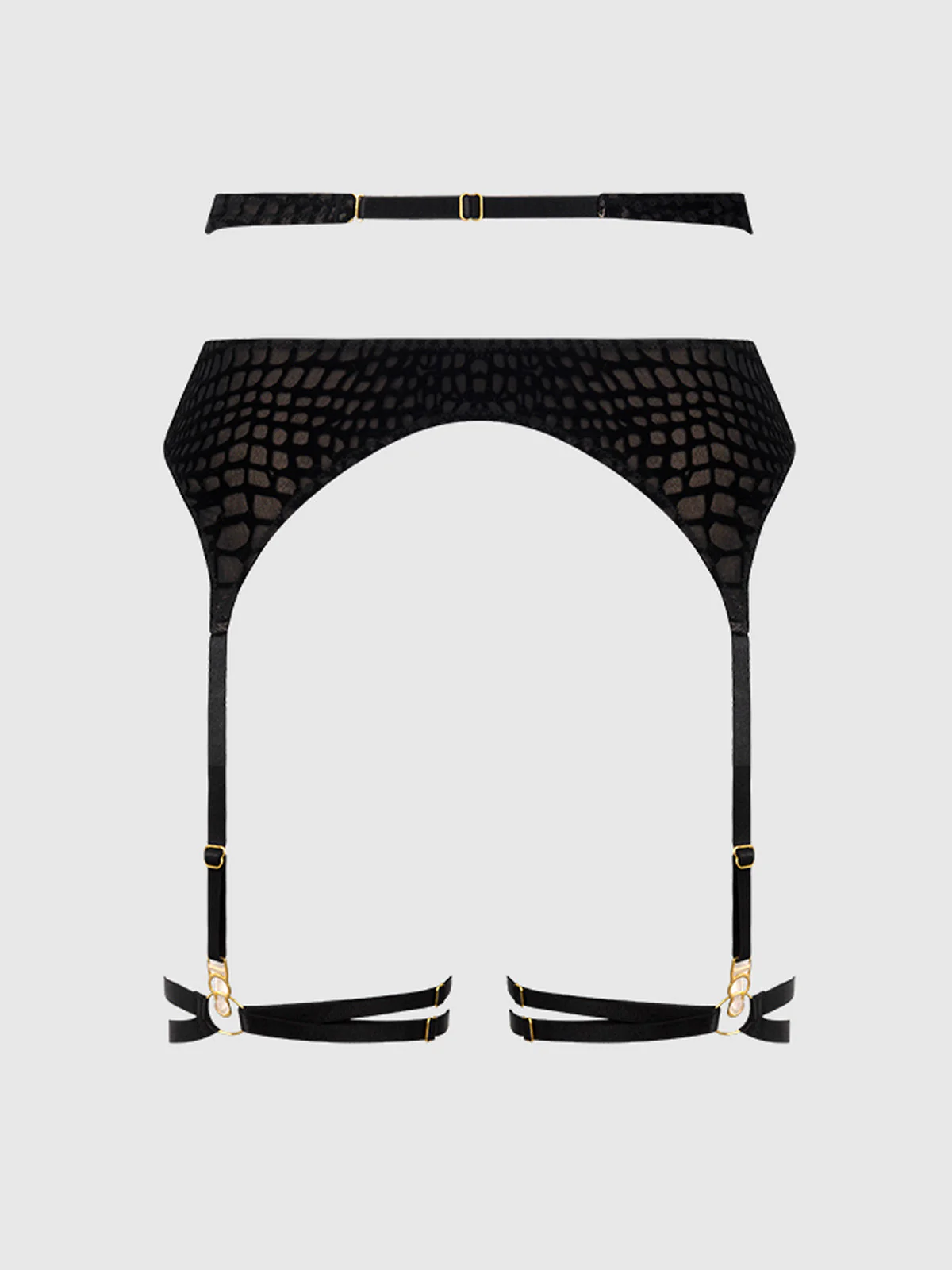 Medusa Snake Velvet Burnout Wrap Garter Belt With Thigh Garters - Image 15
