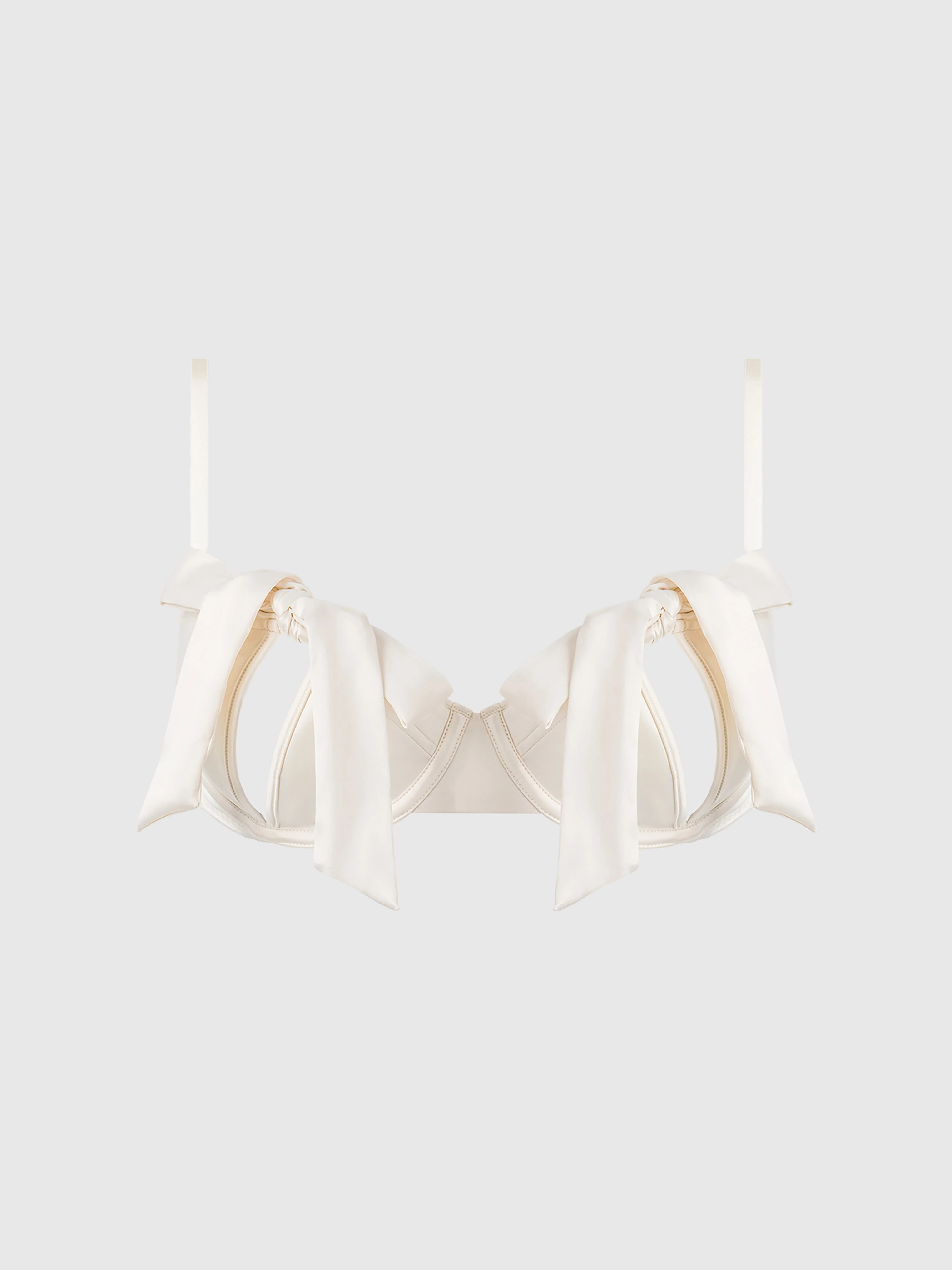 Melrose Satin Bow Tie Up Open Cup Bra - Image 10