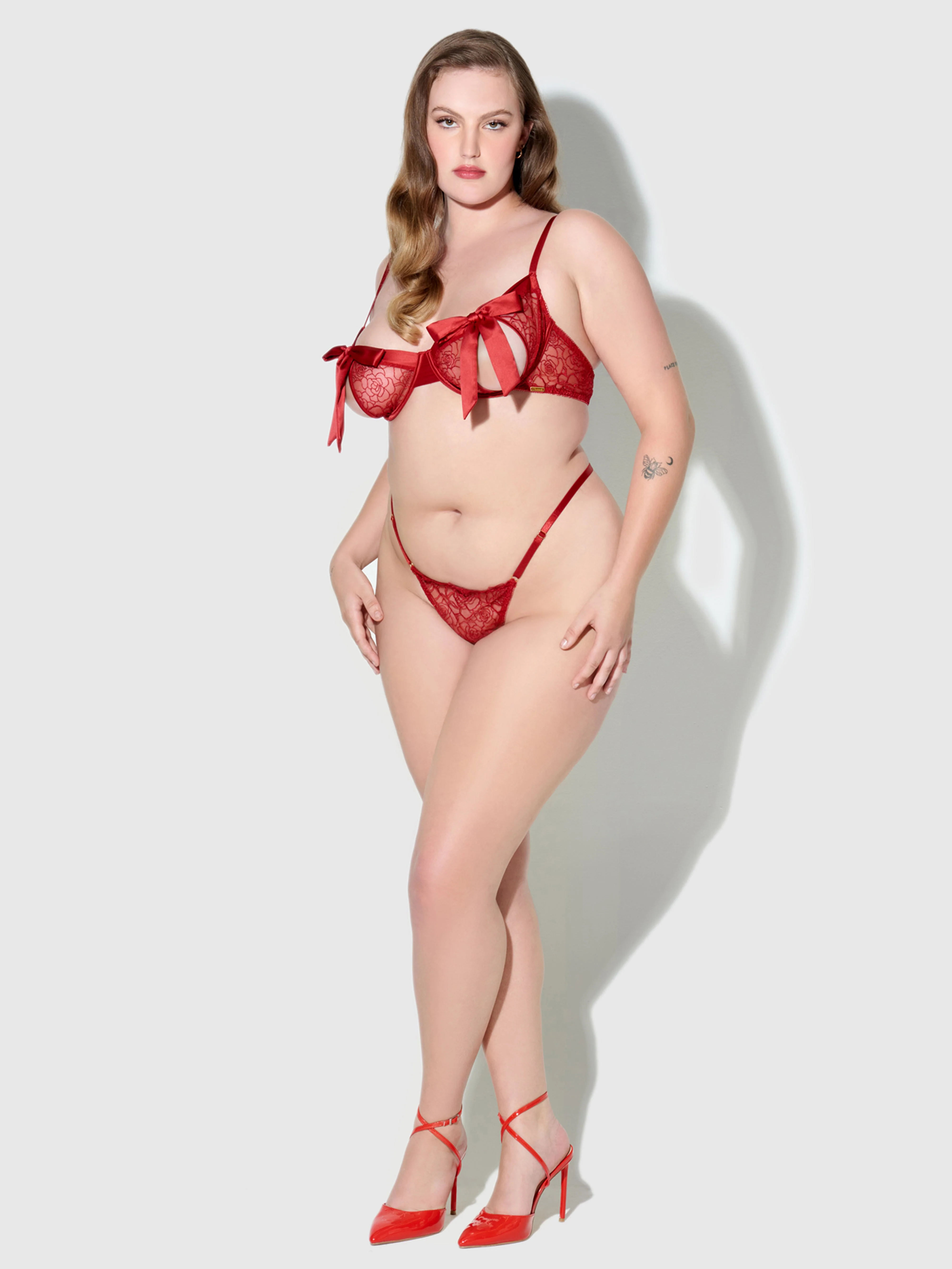 Melrose Satin Bow Tie Up Open Cup Bra - Image 7