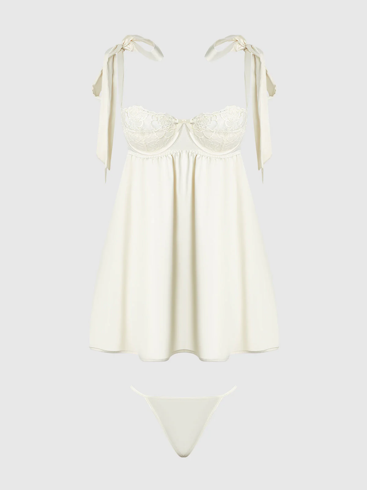 Melrose Satin & Embroidered Lace Underwire Babydoll Set - Image 10