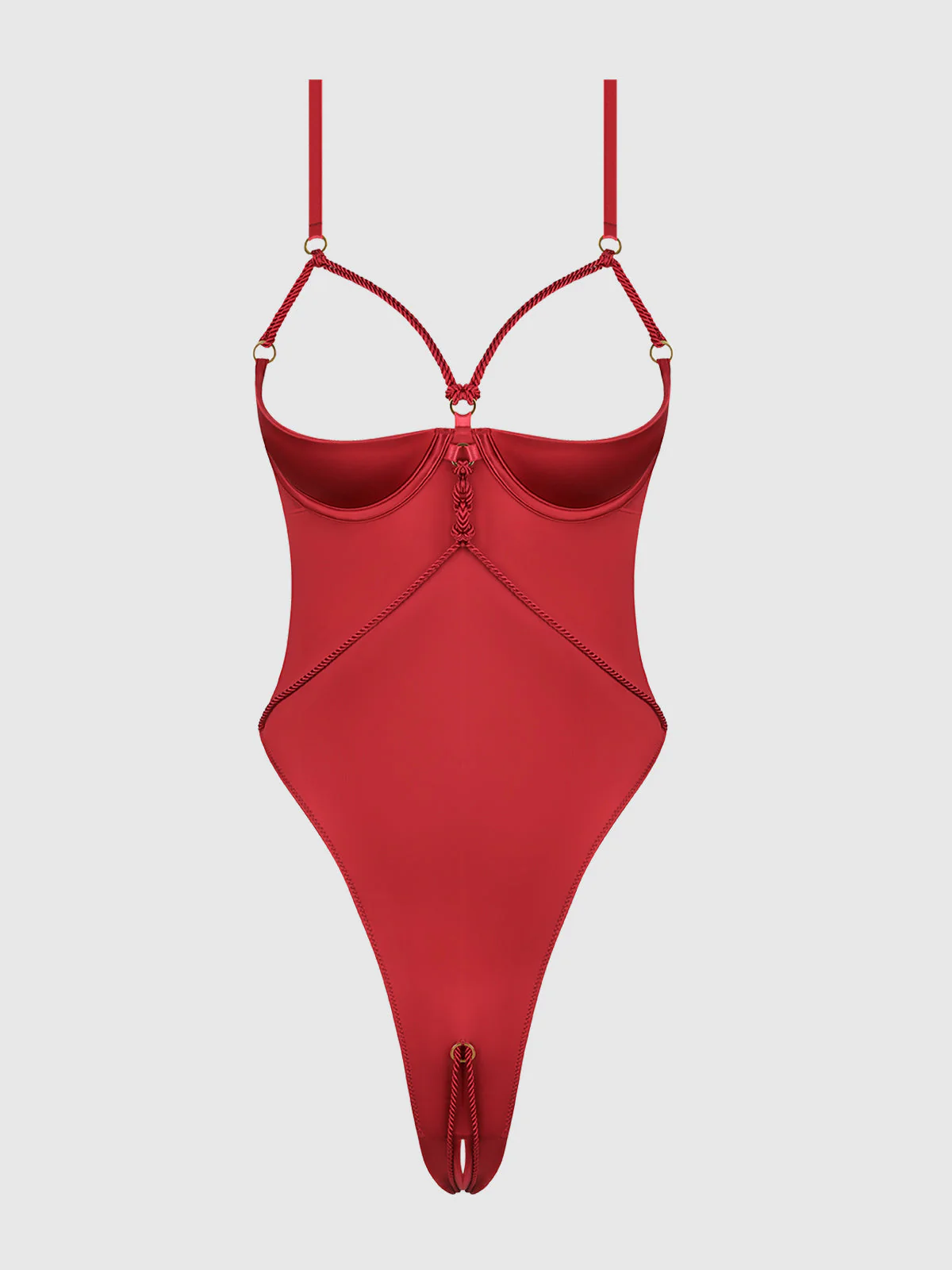 Nadya Liquid Satin & Rope Crotchless Teddy - Image 7