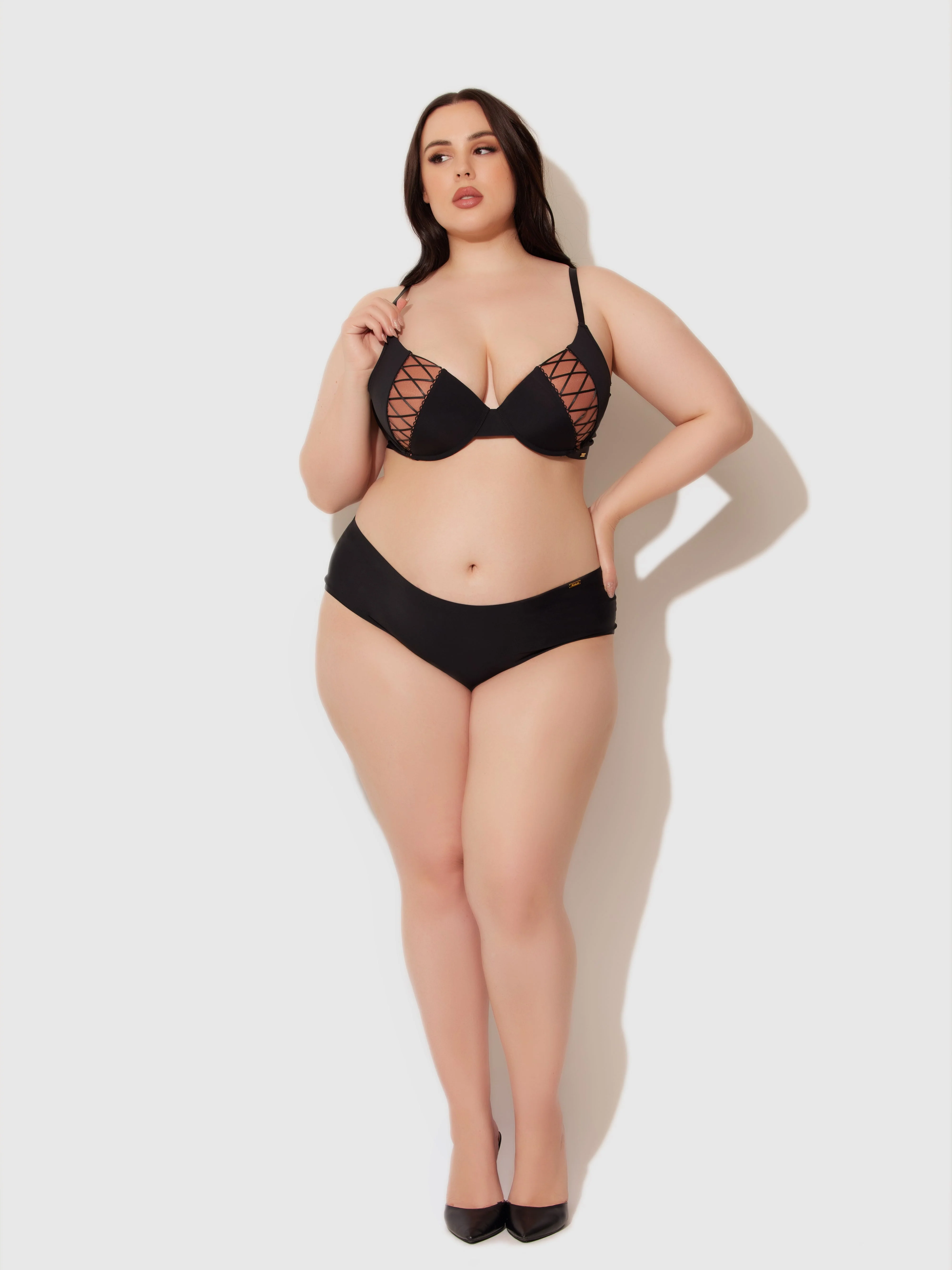 Natalia Micro Lace Up Plunge Push Up Bra - Image 2