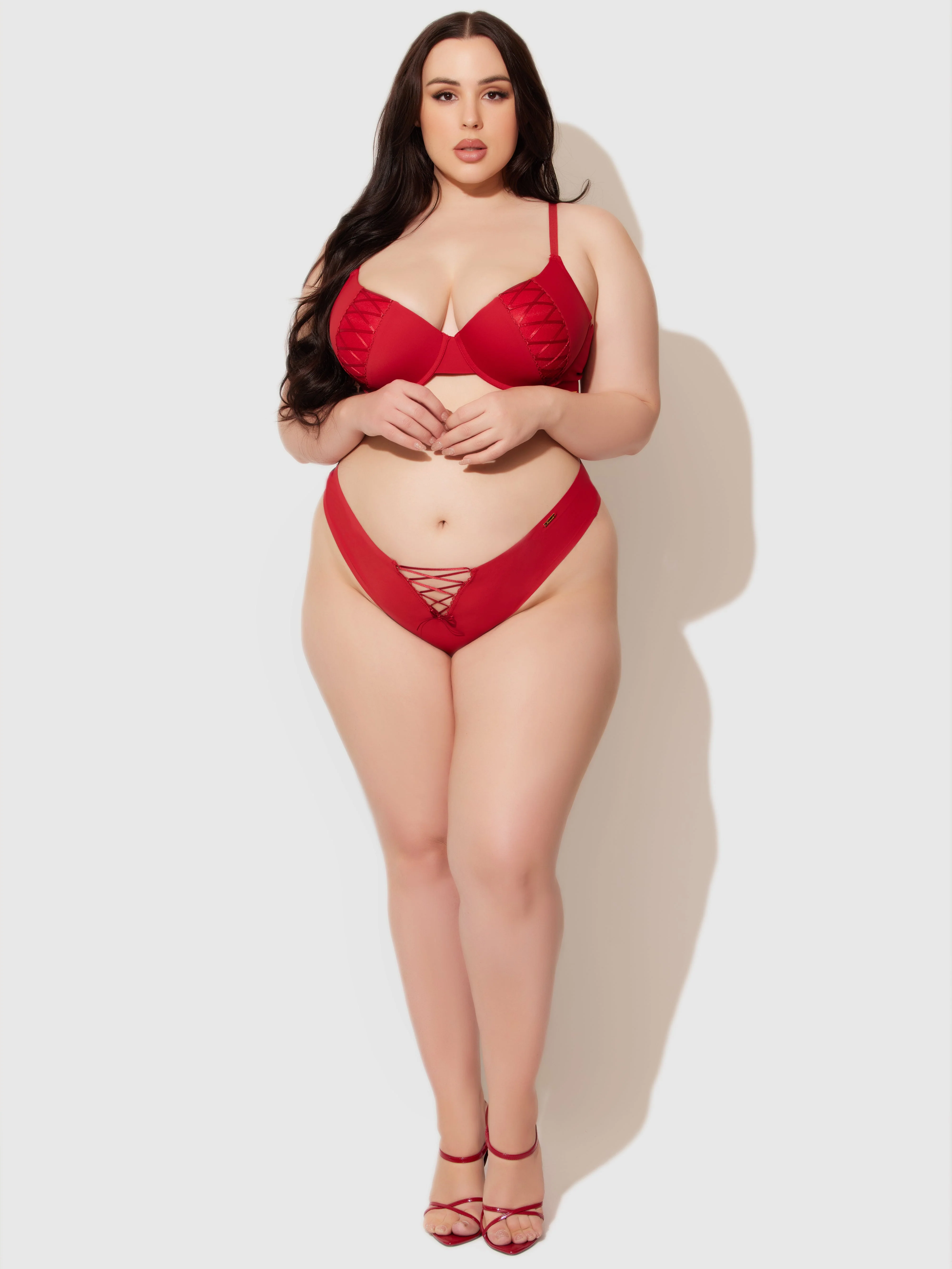 Natalia Micro Lace Up Plunge Push Up Bra - Image 6