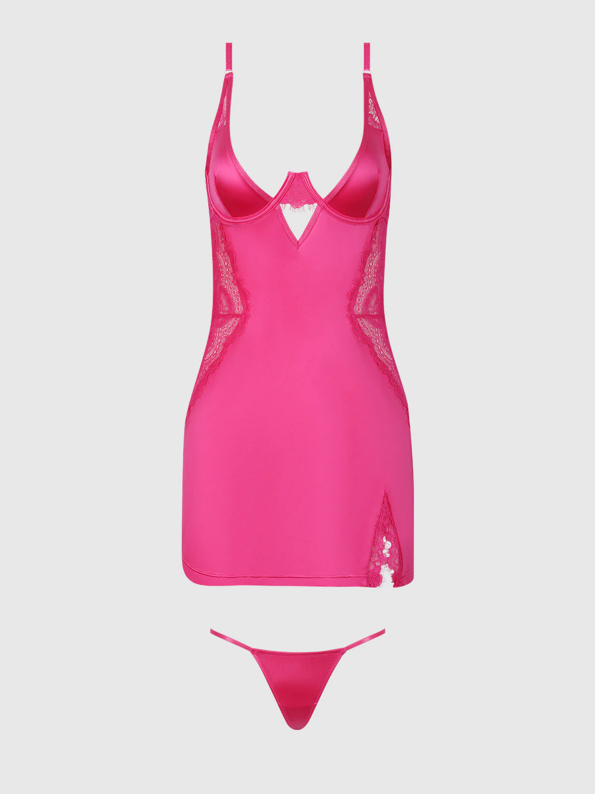 Neev Lace & Oilslick Underwire Chemise Set - Image 7