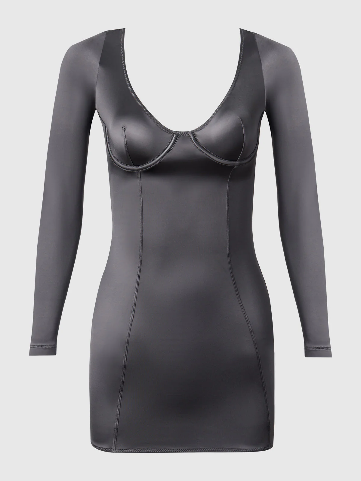 Neev Oil Slick Underwire Long-Sleeved Slip Dress - Image 9