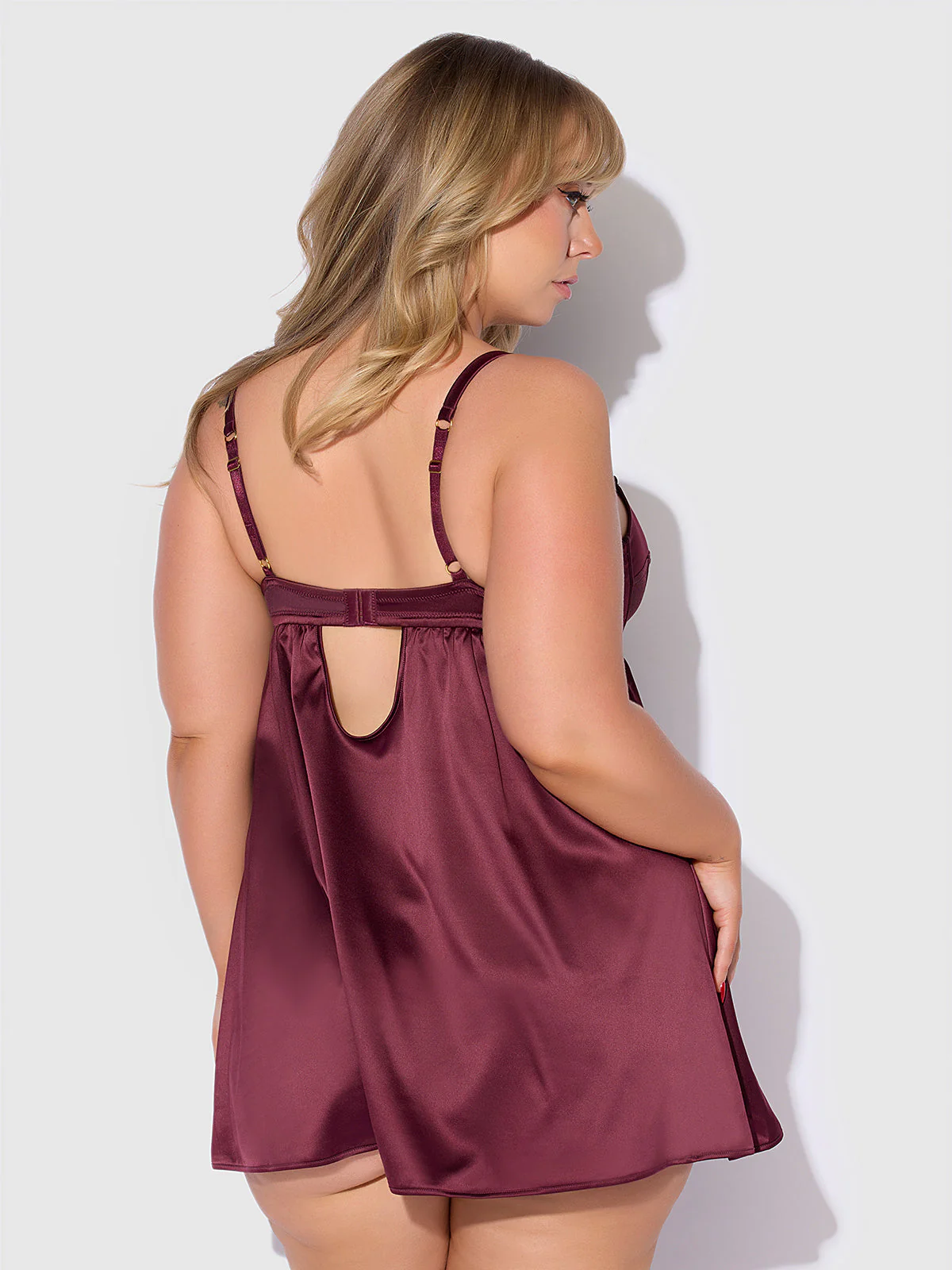 Petra Satin & Mesh Unlined Corset Cup Babydoll Set - Image 6