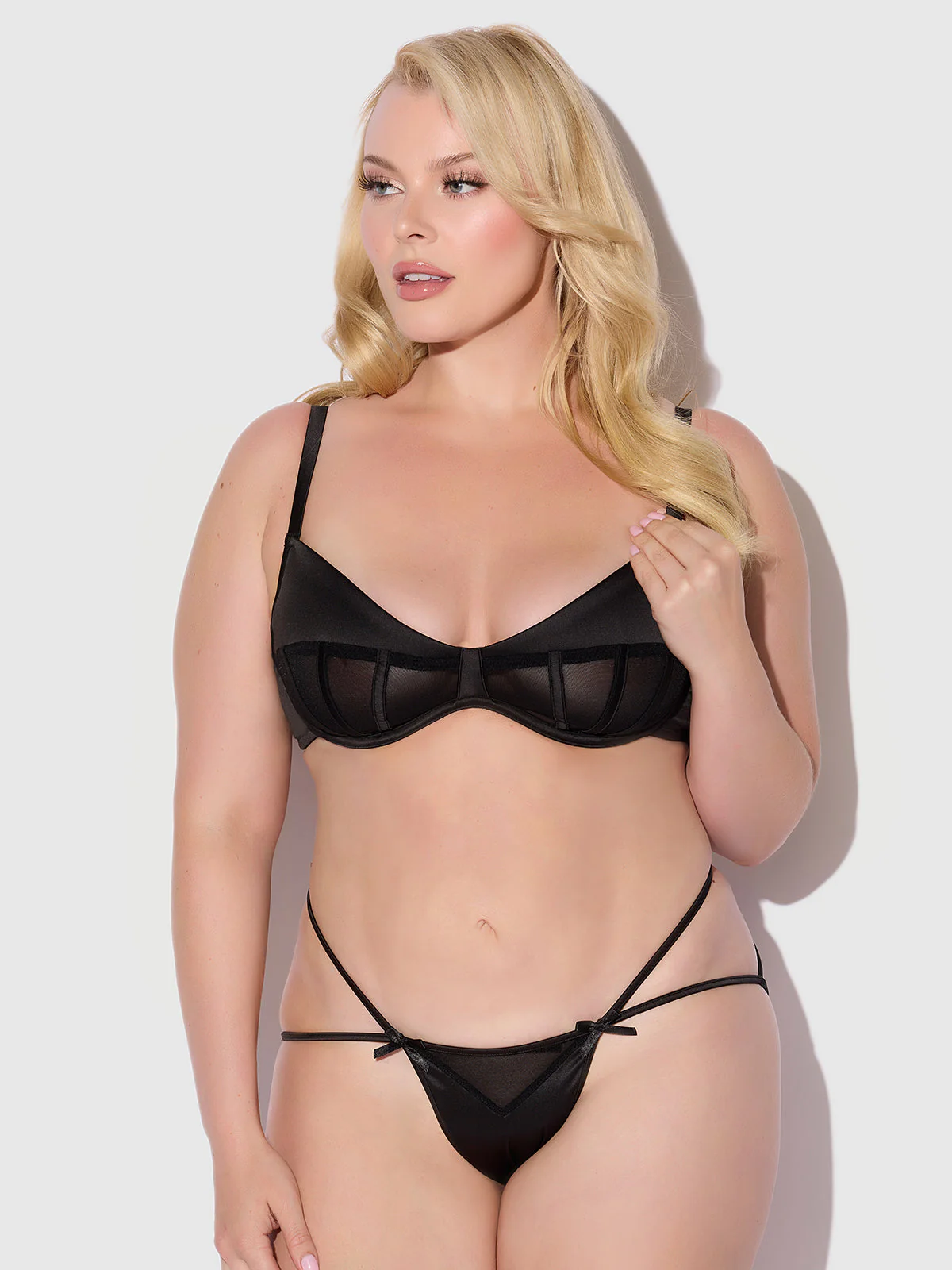 Petra Satin & Mesh Unlined Corset Cup Bra - Image 5
