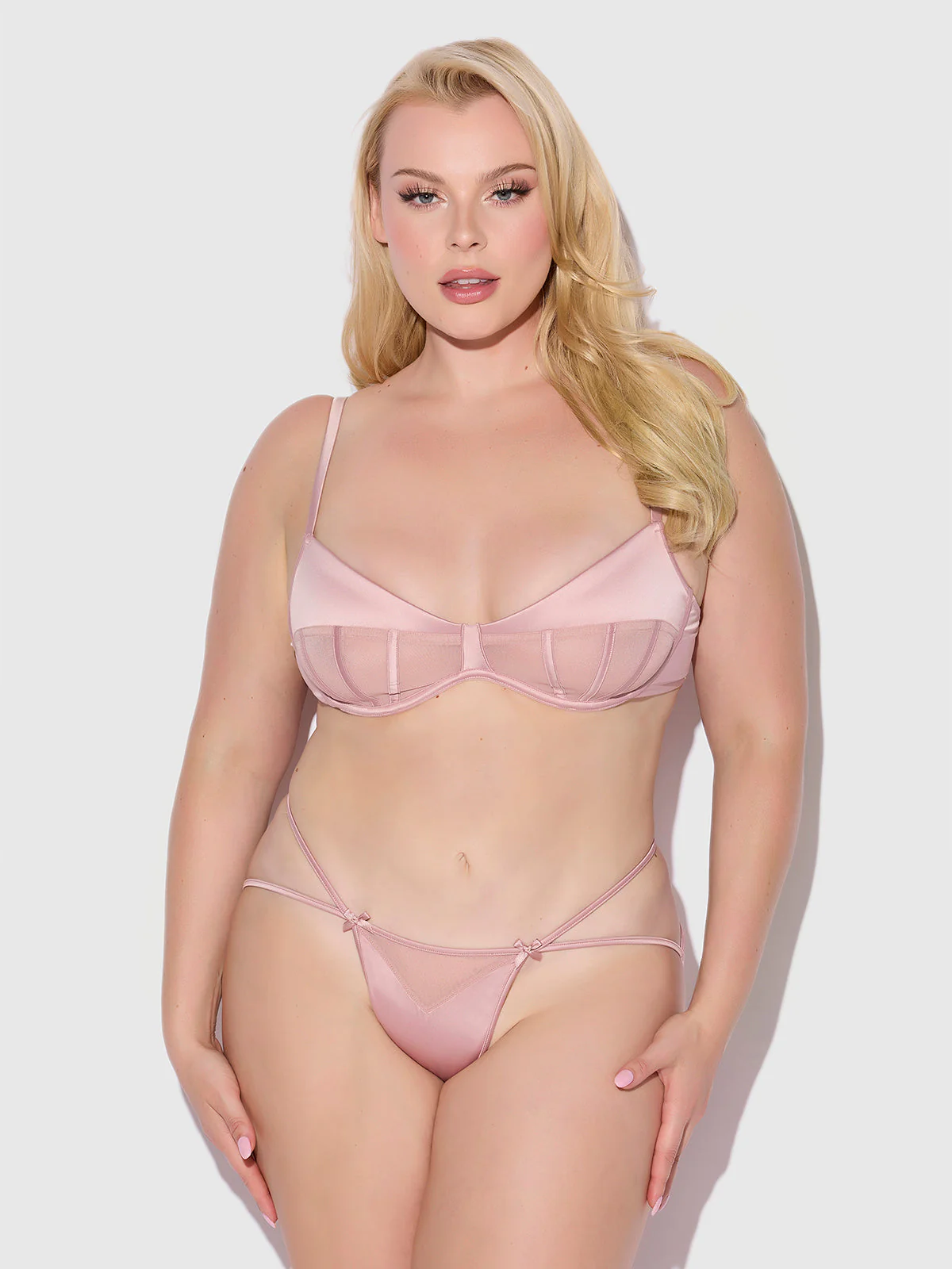 Petra Satin & Mesh Unlined Corset Cup Bra - Image 6