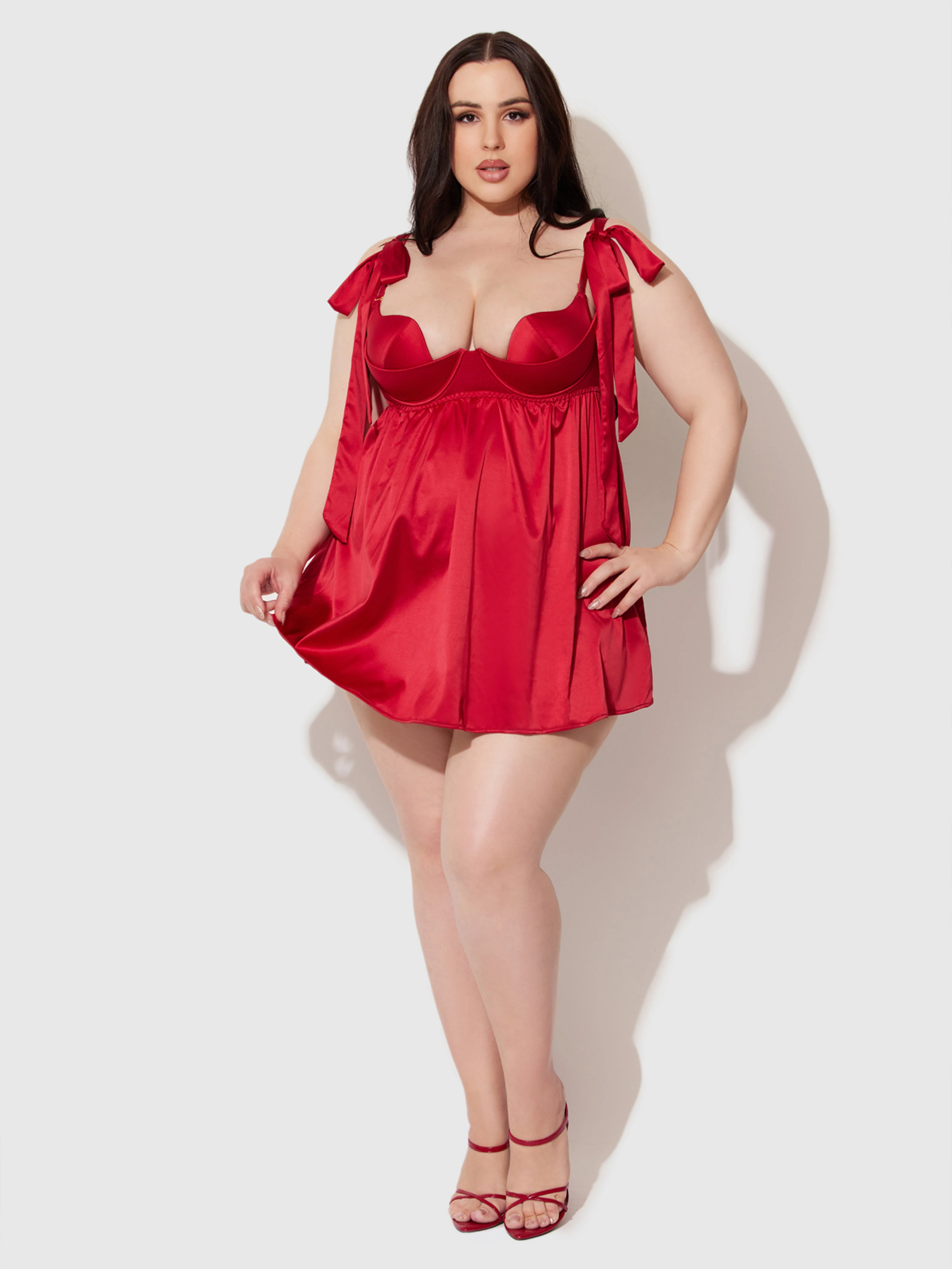 Petra Satin Open Cup Babydoll - Image 7