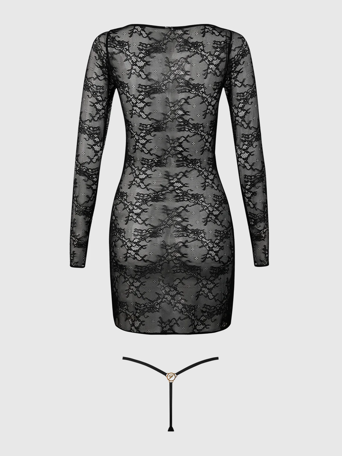 Pia Lace Long Sleeve Chemise Dress & G-String - Image 7